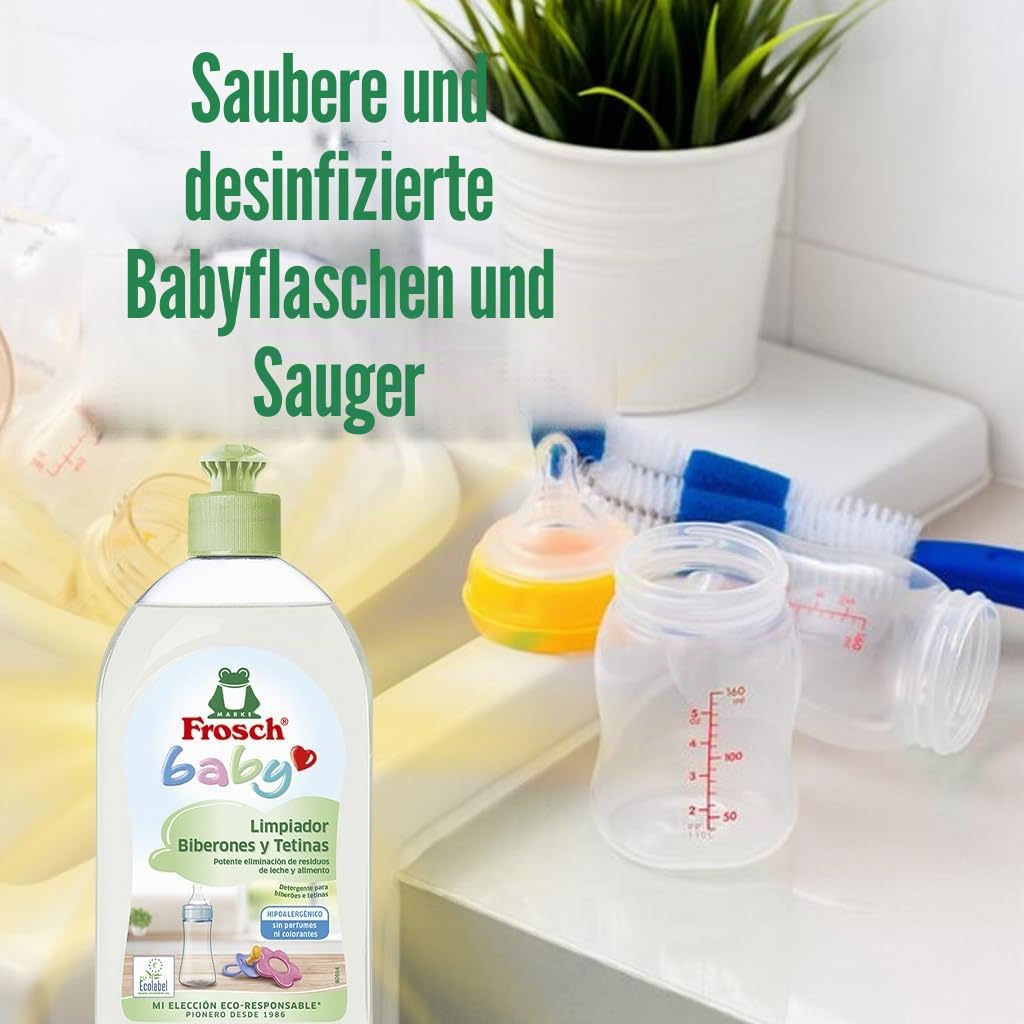 Frosch Baby Baby- und Saugerreiniger, entfernt Milch- und Speisereste, hypoallergen und umweltfreundlich, 8 Stück x 500 ml