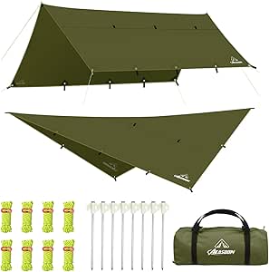 AKASOOM タープ TCポリコットン 2.2mx2.8m 焚き火可 500mm耐水圧