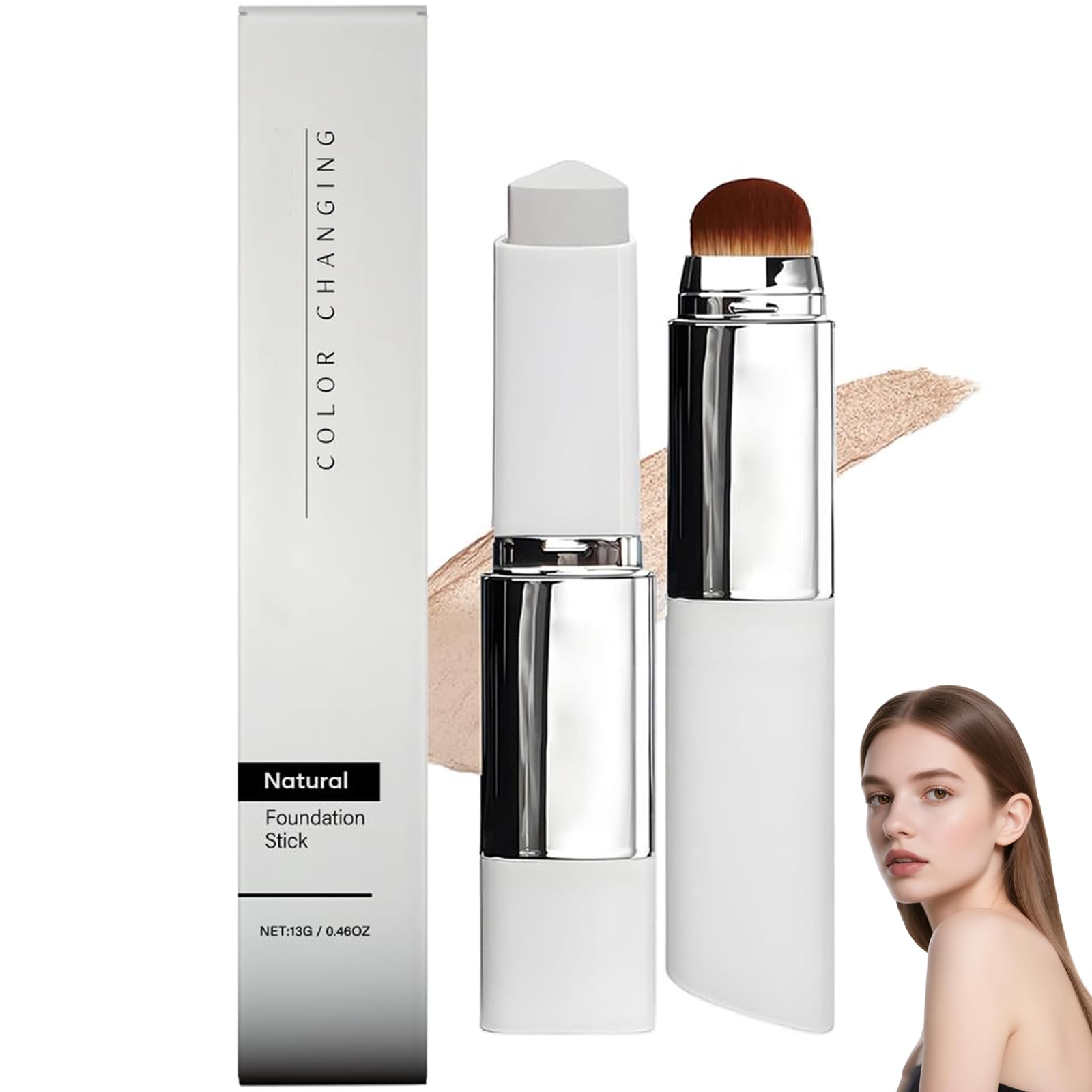 Foundation Stick,Color Changing Foundation Stick for Mature Skin,Hydrating,Long-Lasting,Lightweight for All Skin Types
