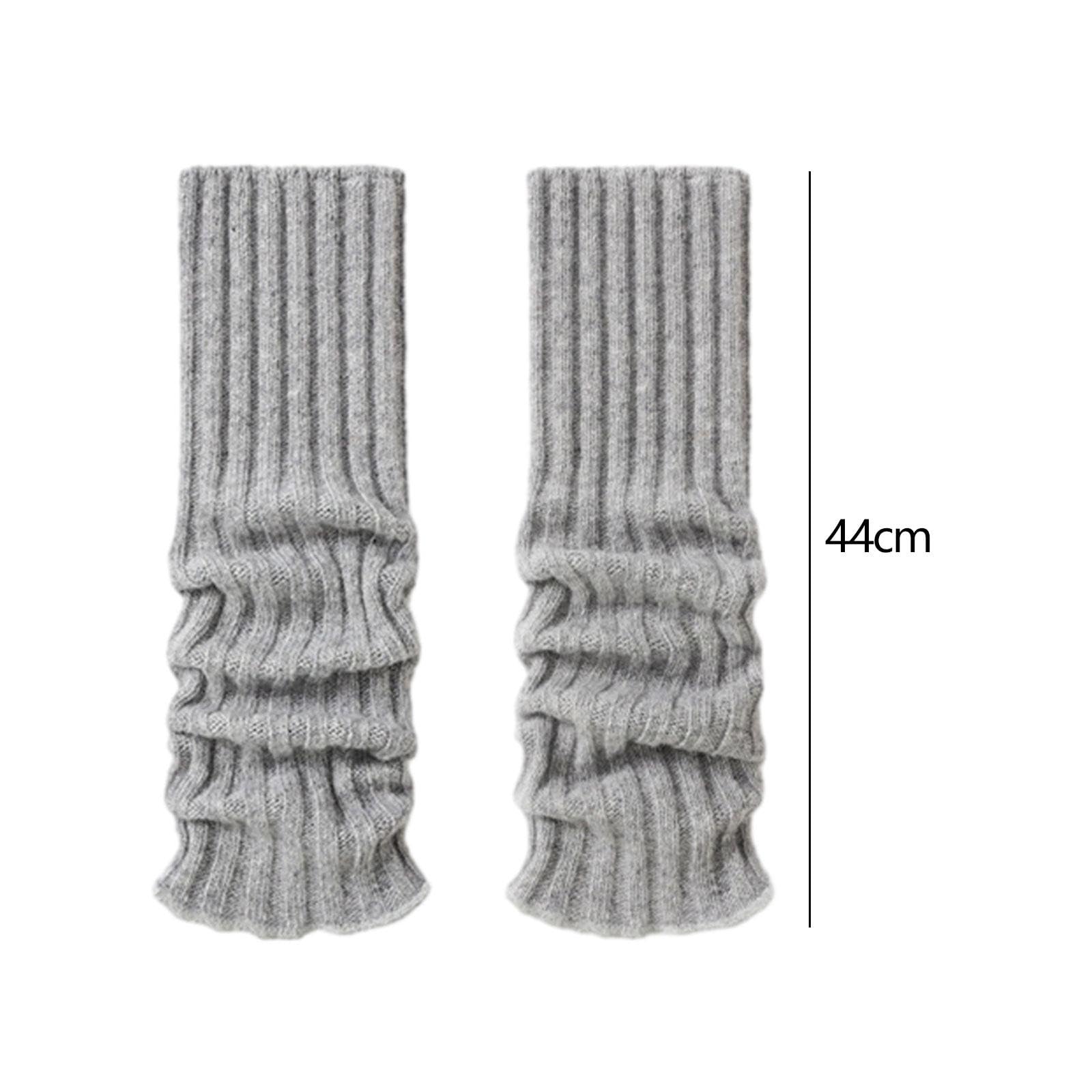 Calentadores de piernas de punto, medias altas góticas, para mujer, invierno, otoño, 44 cm, beige