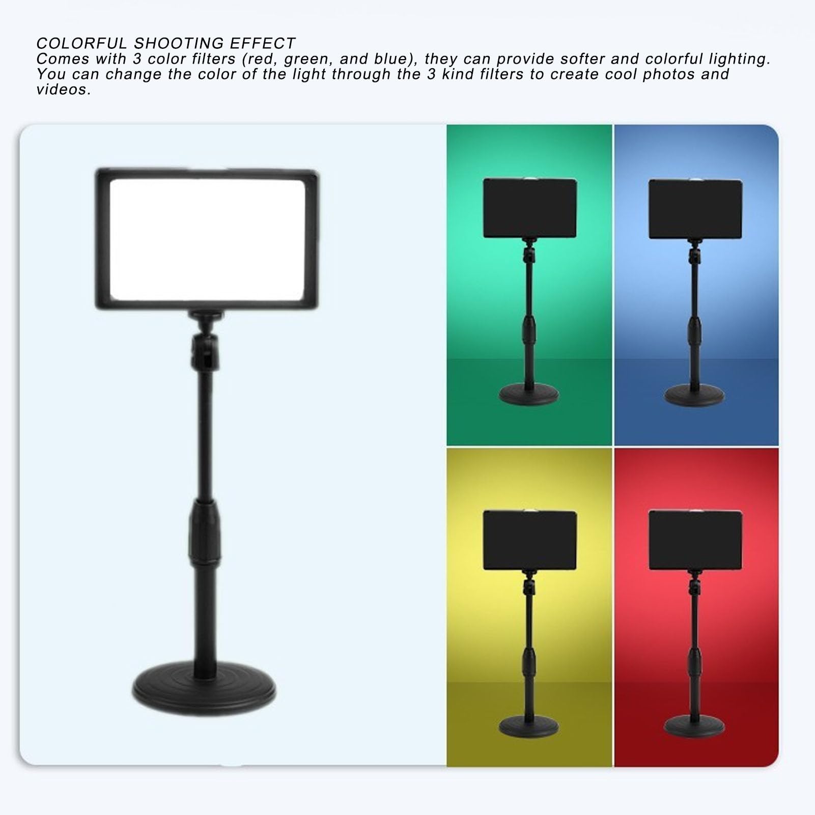 LED Kamera Videoleuchte, Tragbare RGB Fotografie Beleuchtung, Stromversorgung über USB mit 3 Farbfiltern, Dimmbare LED Flächenleuchte für DSLR Kamera Selfie Vlogging