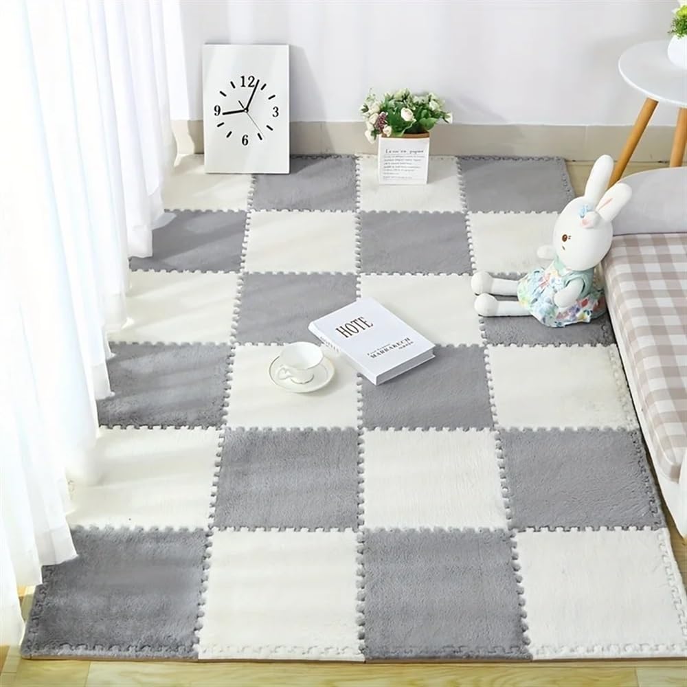 Mata do układania puzzli Piankowa mata podłogowa z puzzlami, opakowanie 10 szt. Wielokolorowa piankowa 30x30 cm(White)