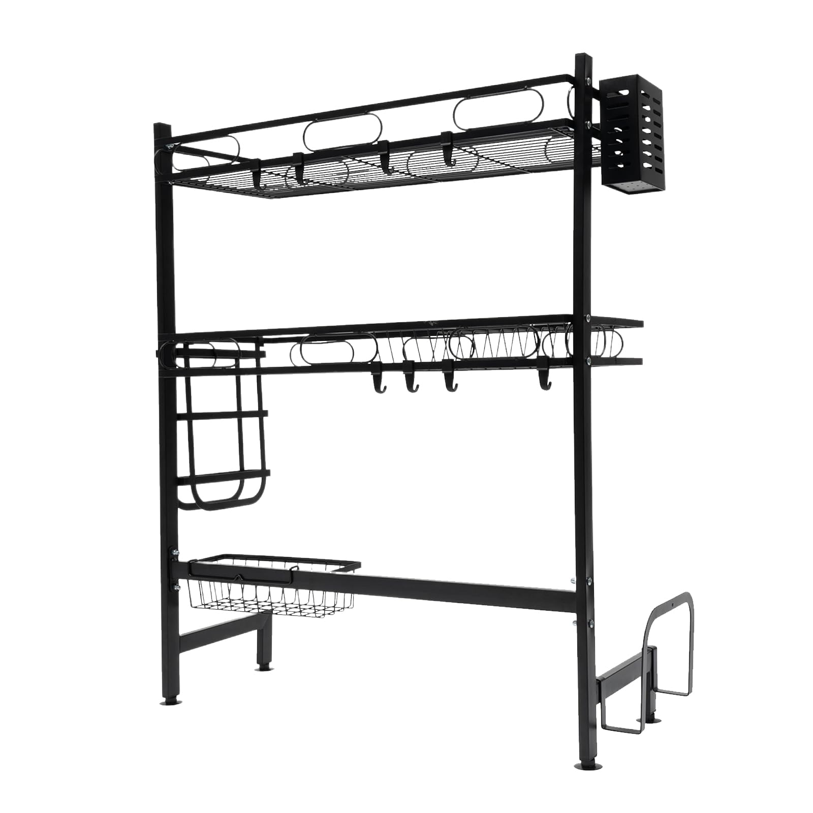 Escurridor de platos sobre el fregadero, 2 niveles, escurridor para fregadero, organizador de cocina con soporte de cocina, longitud 62 cm, 82 cm (62 cm)
