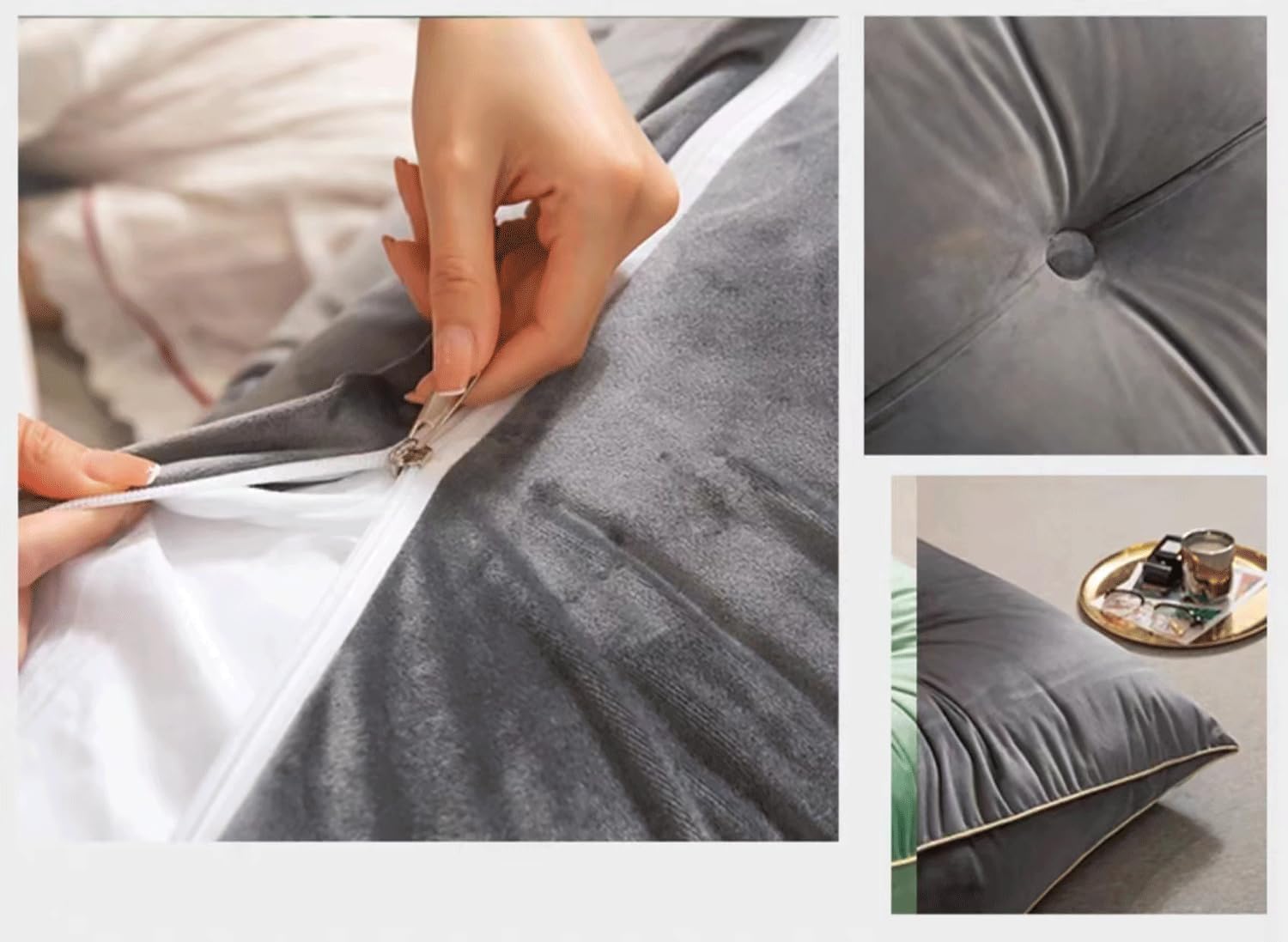 Triangular Reading Bed Rest Pillow Large Bolster Cushion Headboard Backrest Wedge Pillow with Removable Cover(Size:180x50x20cm,Color:Dark Gray)