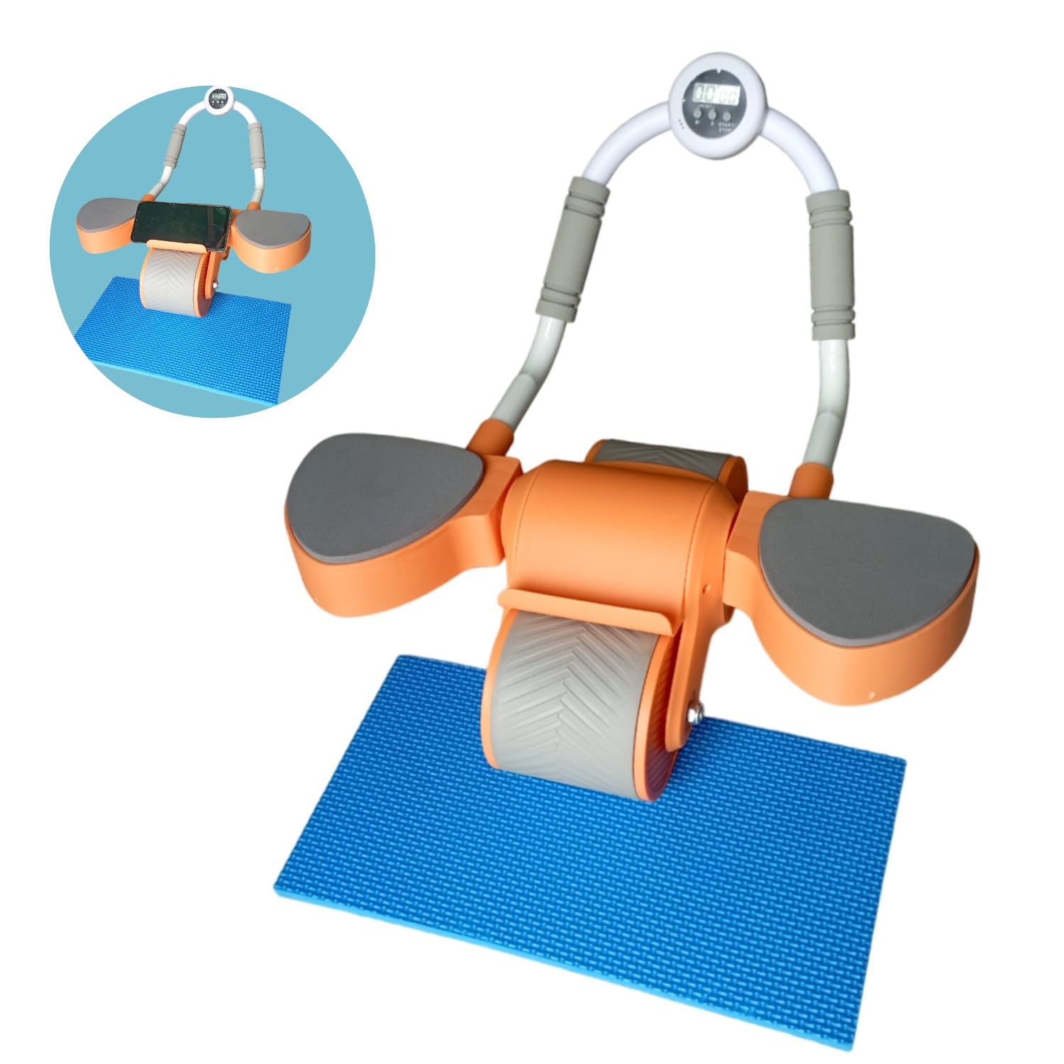 Ab Roller | Imported Ab Roller for Core Workout, Automatic Rebound, Elbow Support, Abdominal Exercise Equipment for Home Gym - With Timer, Mobile Holder, Exercise Wheels & Knee Pad-picture-20
