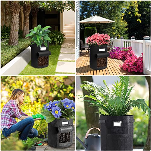 Foto von Kartoffel Pflanzsack 10 Gallonen, 3-Pack Premium-Töpfe aus verdicktem Filz aus Vliesstoff mit strapazierfähigem Griff und Zugangsklappe, für Gemüse, Tomaten, Blumen, Karotten mit Gartenhandschuhen