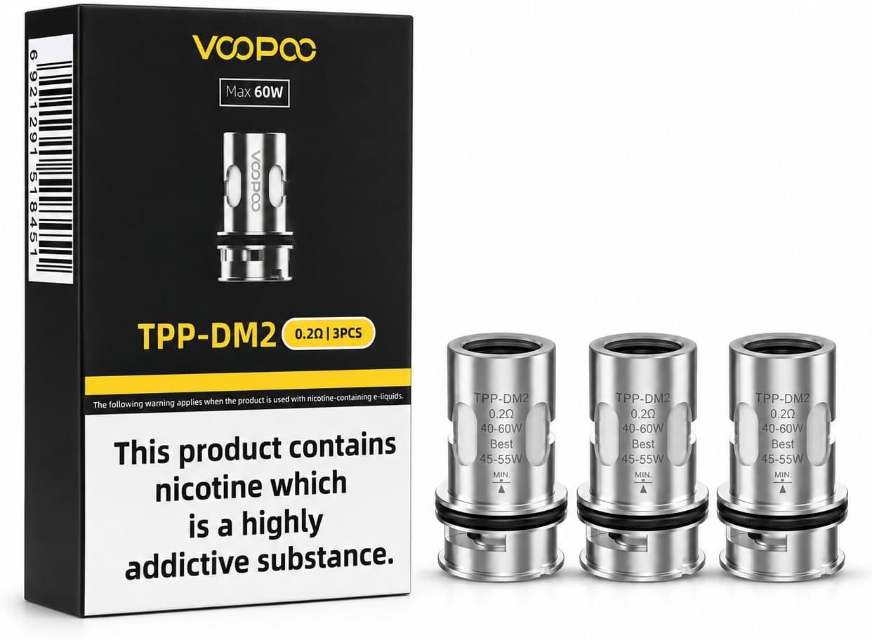 VOOPOO TPP Coils DM2 0.2 Ohm [Pack of 3] - Enhanced Flavour and Vapour Production for an Ultimate Vaping Experience, Replacement Coil For DragXPlus/DragXPro/DragSPro Kit No Nicotine