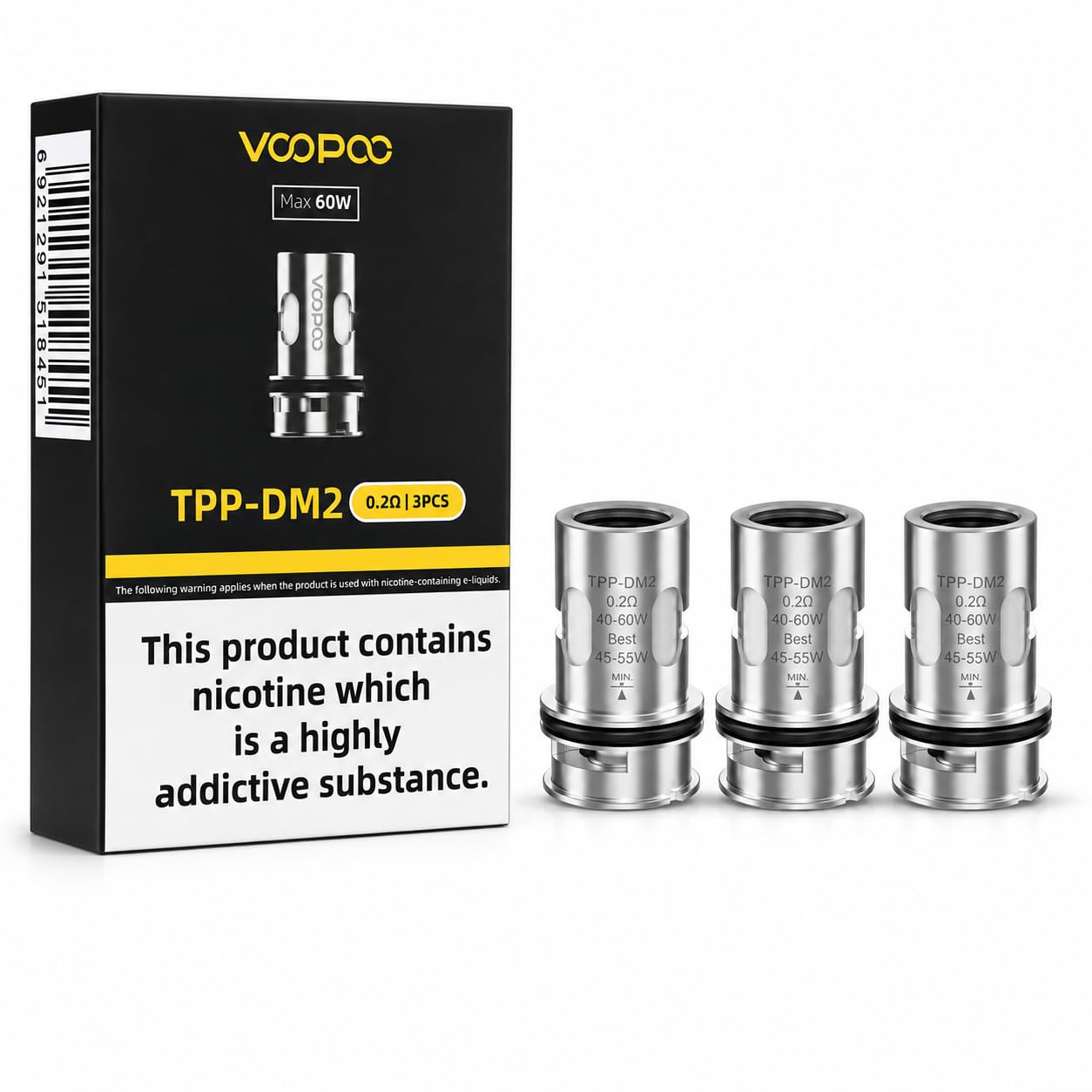VOOPOO TPP Coils DM2 0.2 Ohm [Pack of 3] - Enhanced Flavour and Vapour  Production for an Ultimate Vaping Experience, Replacement Coil For  DragXPlus/DragXPro/DragSPro Kit No Nicotine: Amazon.co.uk: Business,  Industry & Science