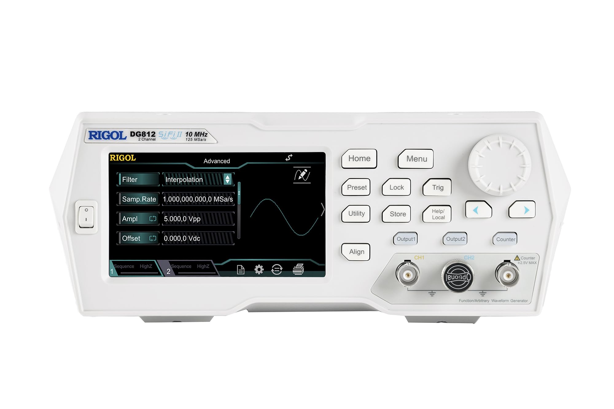 RIGOL DG811 Générateur de forme d'onde fonctionnelle/arbitraire, fréquence de sortie maximale 10 MHz, 125 Msa/s, 16 bits, 1 canal de sortie, 160 types de formes d'onde arbitraires intégrées