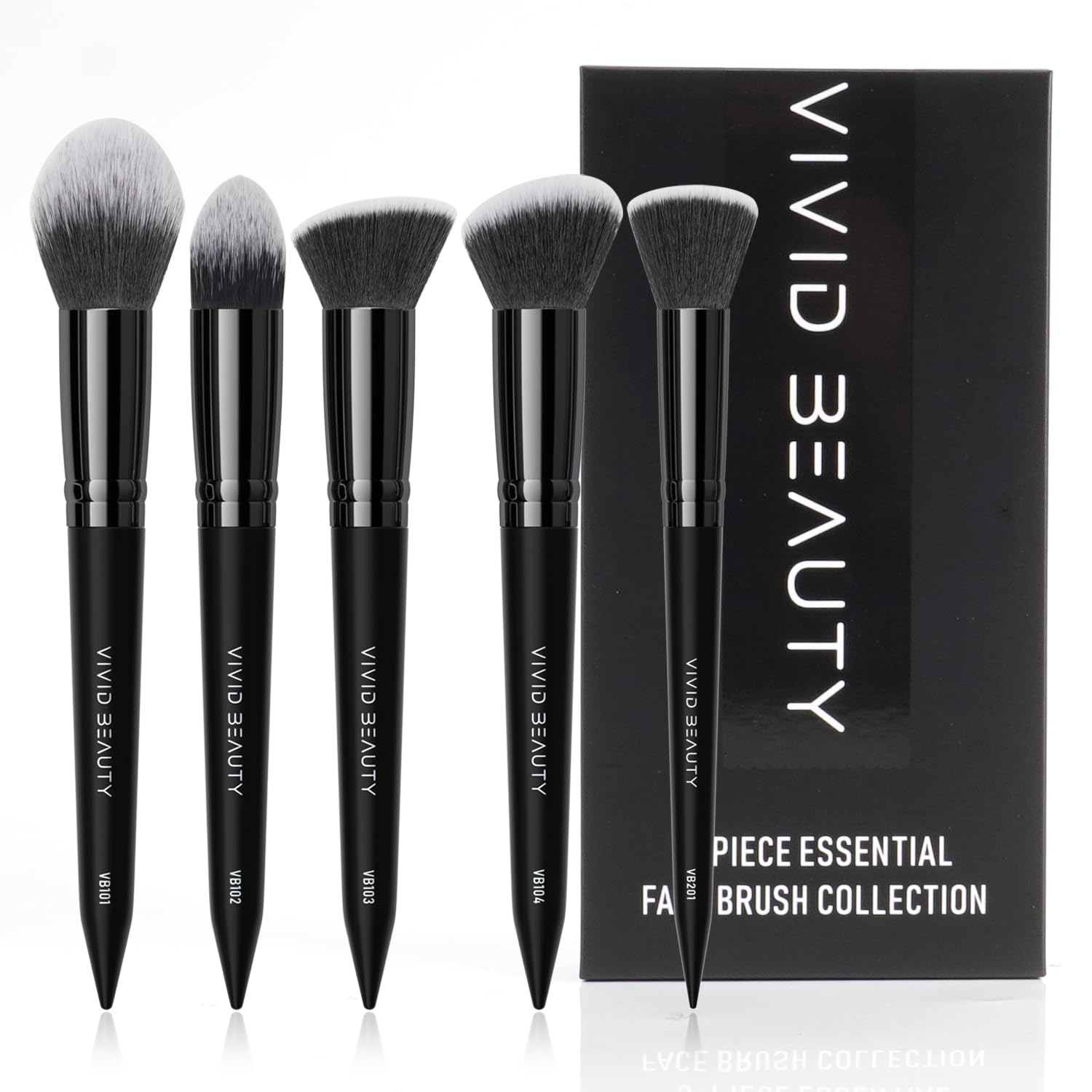 Juego de 5 brochas de maquillaje, suaves y respetuosas con la piel para un maquillaje facial impecable, incluye brocha para polvo y base, kit cosmético profesional para una aplicación