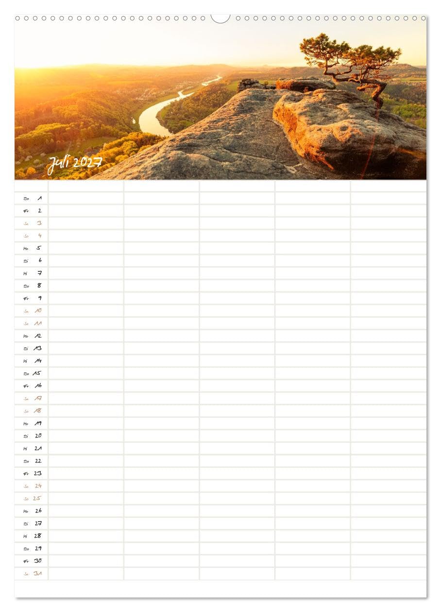 Familienkalender - Wandern im Elbsandsteingebirge (hochwertiger Premium Wandkalender 2027 DIN A2 hoch), Kunstdruck in Hochglanz: Impressionen aus der ... Schweiz mit Ortsangaben (CALVENDO Natur)