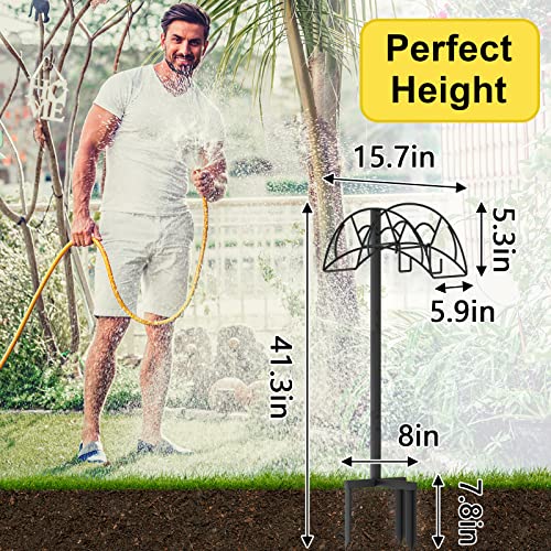 VyGrow Garden Hose Holder Freestanding, Heavy Duty Metal Water Hose Holders for Outside, Detachable Garden Hose Storage Stand Rack, Black by VyGrow - Image 5