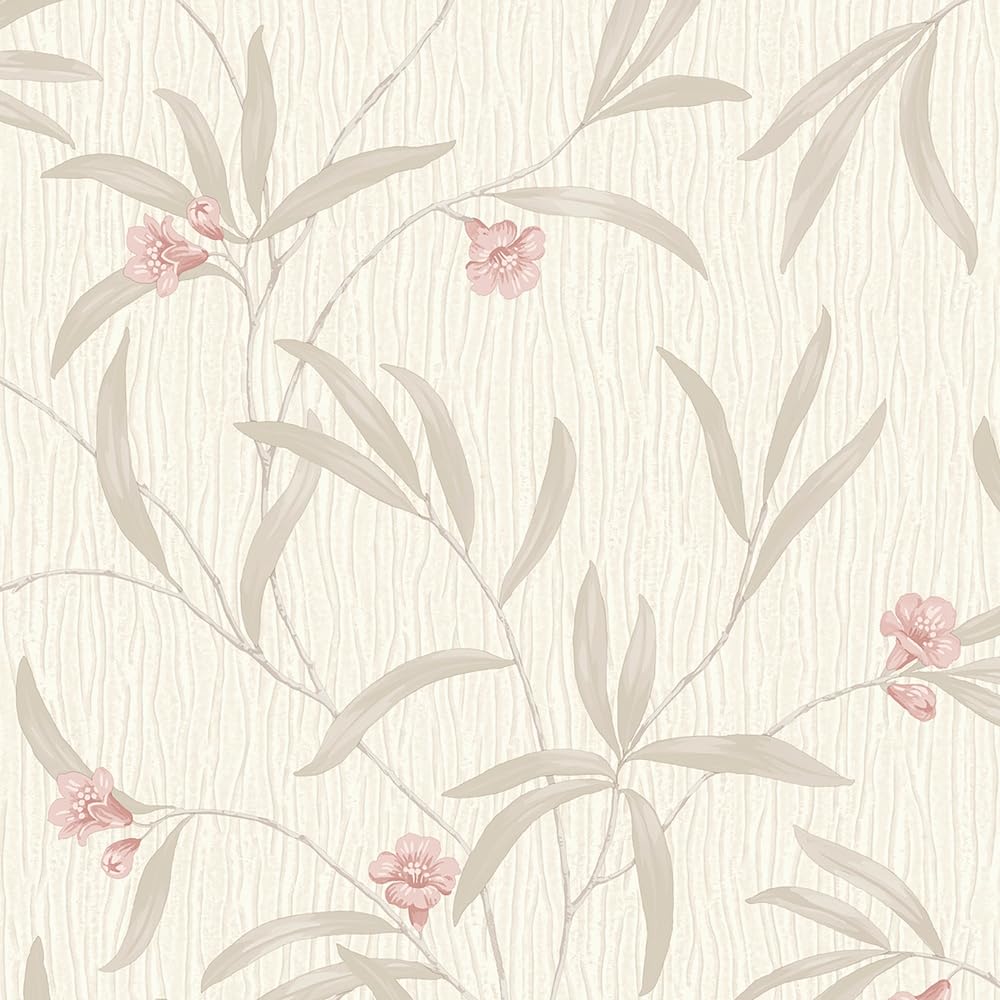 Belgravia Decor Tiffany Floral Cream Soft Terra Red Wallpaper GB41332 - Italian