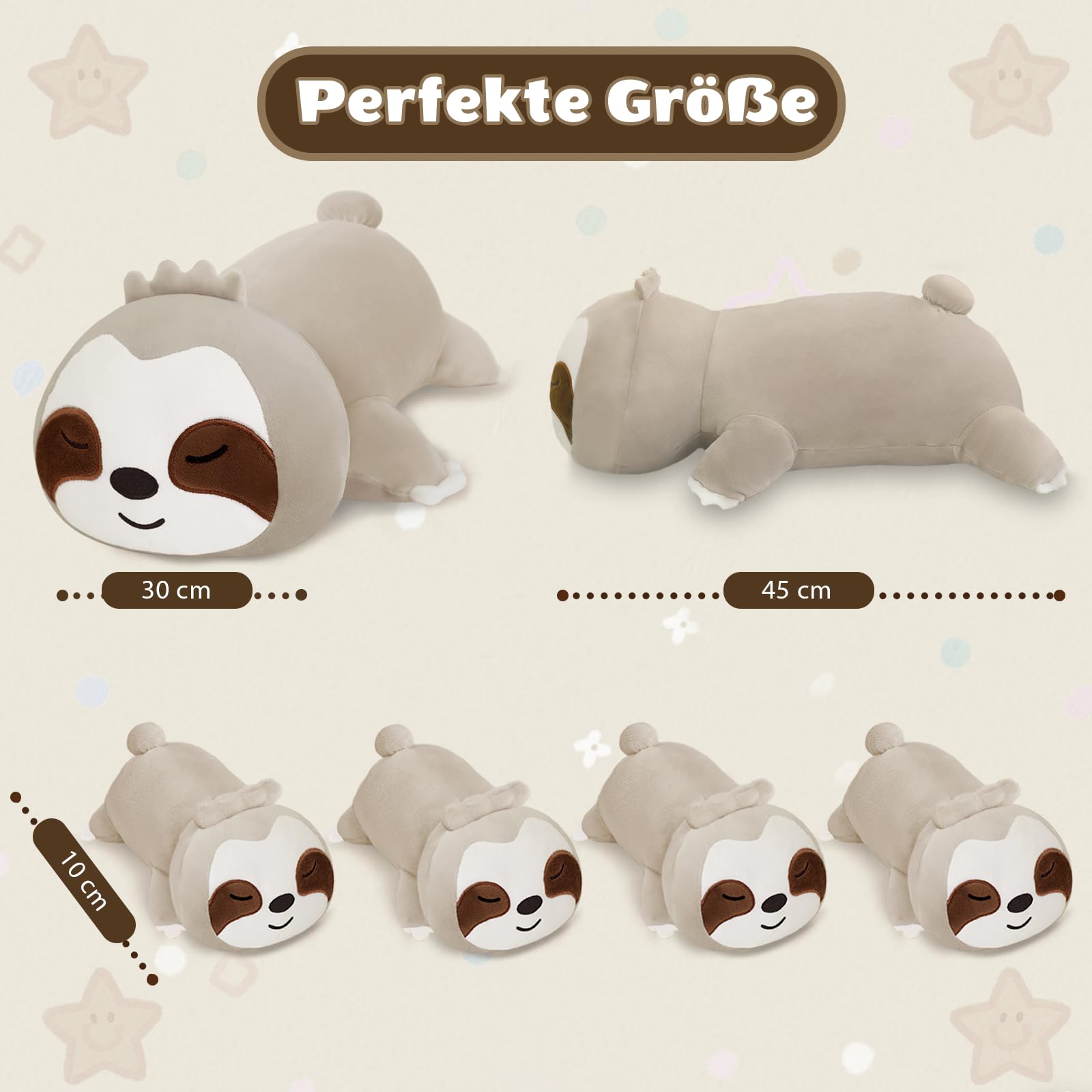 SQEQE Sloth Plushies Stuffed Animals with 4 Babies, Cute Sloth Plush Pillow Soft Toy Birthday Gifts for Girls Boys