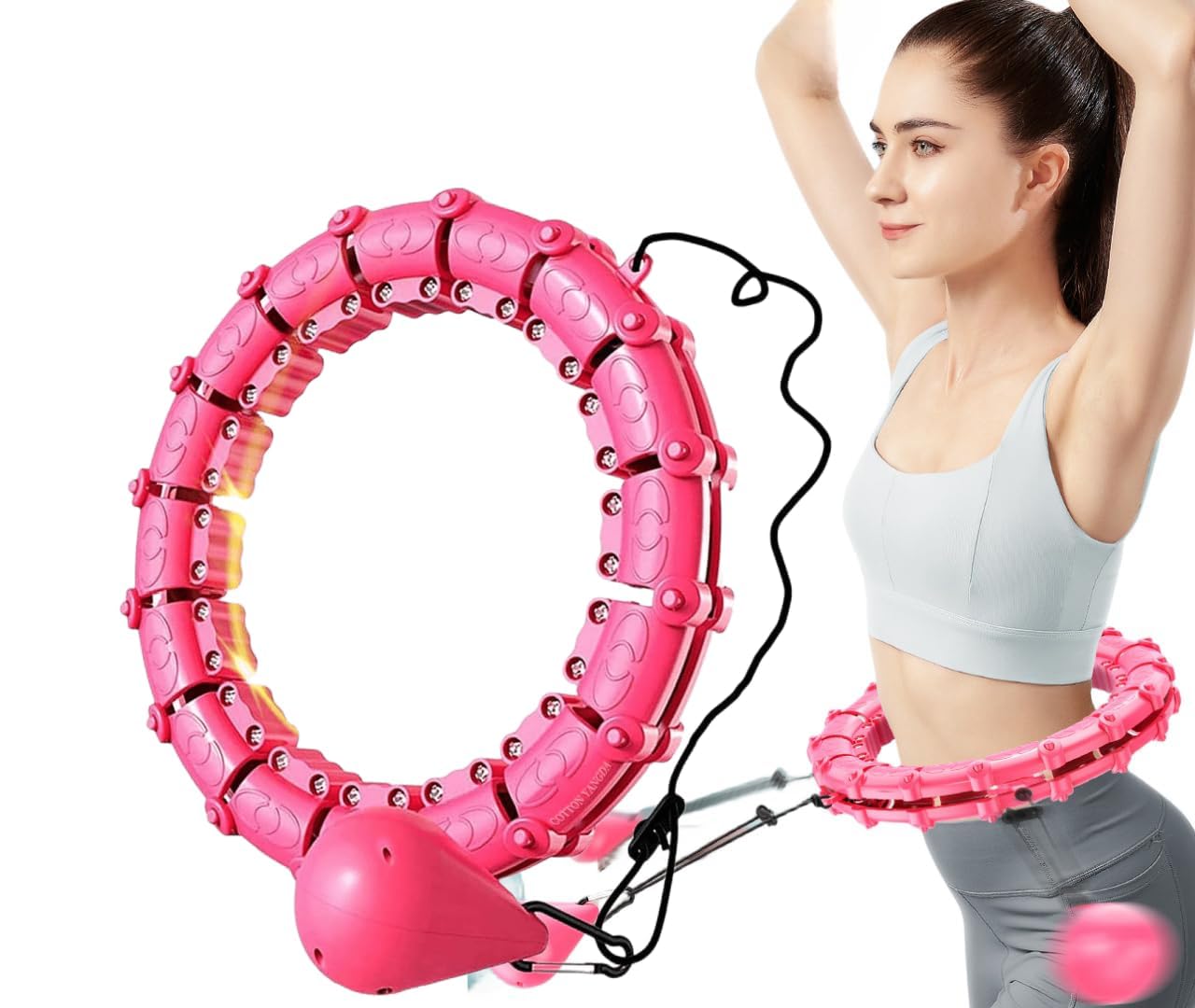 Weighted Smart Hula Hoop with Auto-Spinning Hoop Detachable Knots Adjustable Weight Auto-Spinning Ball Abdomen Fitness Weight Loss Massage for Adults and Kids Exercising (B0DDD63K8R) Amazon Price History, Amazon Price Tracker