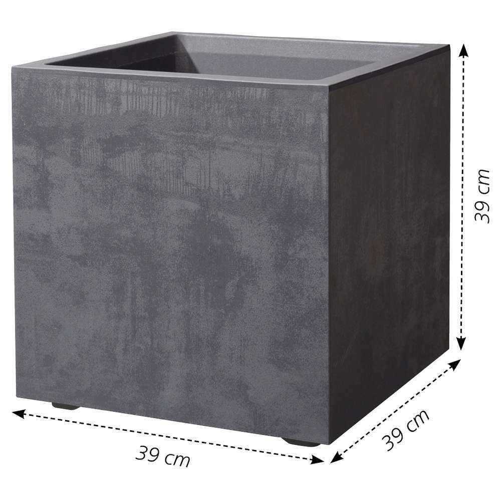 Deroma Millenium Anthracite Jardinière avec réserve d'eau Léger et robuste en plastique résistant aux UV, Antigel, recyclebar 39x39x39cm