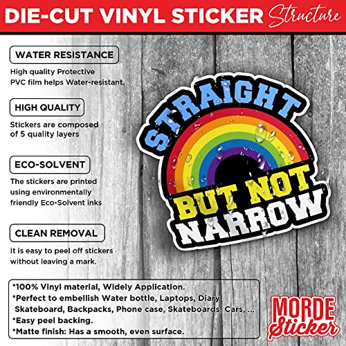 Straight But Not Narrow Sticker Lgbt Pride Trans Rainbow Die-Cut Waterproof Vinyl Sticker For Laptop Water Bottle Phone Case Cars Merchandise Decor Decal Stuff Gift Idea For Her Him Adults Kid #TOP2