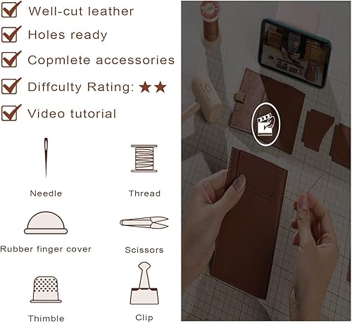 Miniatura 4 de POPSEWING Bolsa de cuero para teléfono, kit de bricolaje, pequeño bolso cruzado para teléfono celular para mujer, bolsa cartera para teléfono