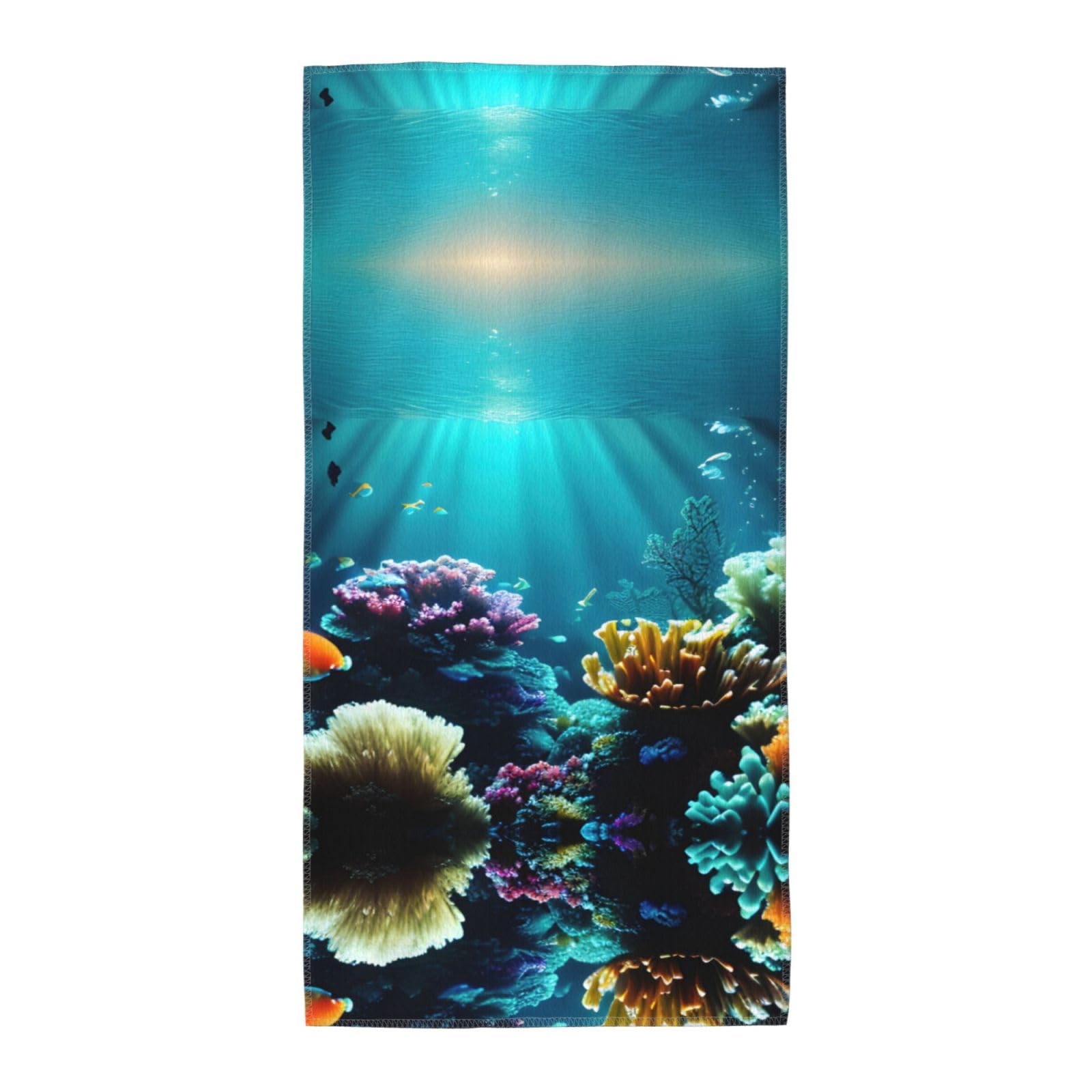 TTIGLHOH Underwater Scenery Stylish Printed Long Towel Quick Drying For Gym Camping Daily Use