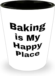 Baking Is My Happy Place Shot Glass - Gifts from Family to Baking Enthusiasts - Birthday Unique Gifts