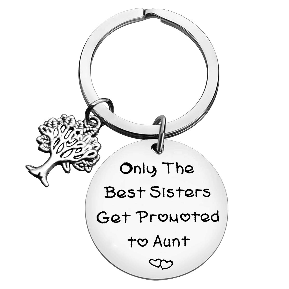 Huwujiu Silver New Auntie Gifts For Sisters Friend Only The Best Sisters Get Promoted To Aunt Keyring New Auntie Keyring Gifts Aunt-To-Be Gifts Pregnancy Announcement Gifts For Sister