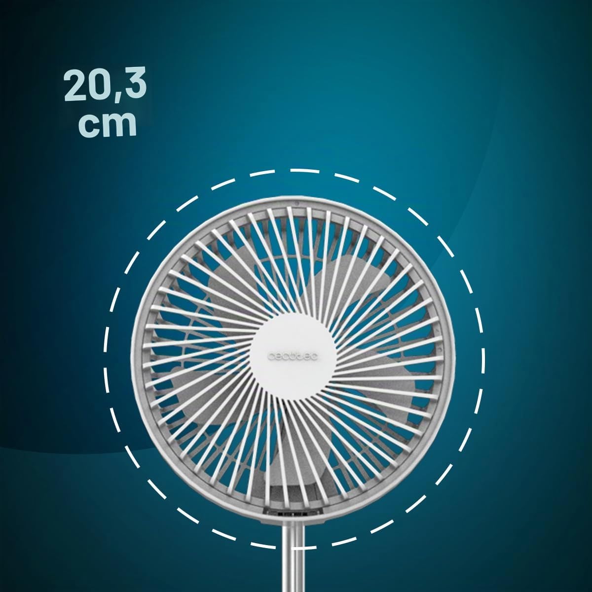 Cecotec Ventilatore Telescopico Energysilence 800 Foldair Portable Control. | Wireless con Batteria 7200mAh, Design Pieghevole e Telescopico, 8 Pollici, 4 Velocità, Oscillazione