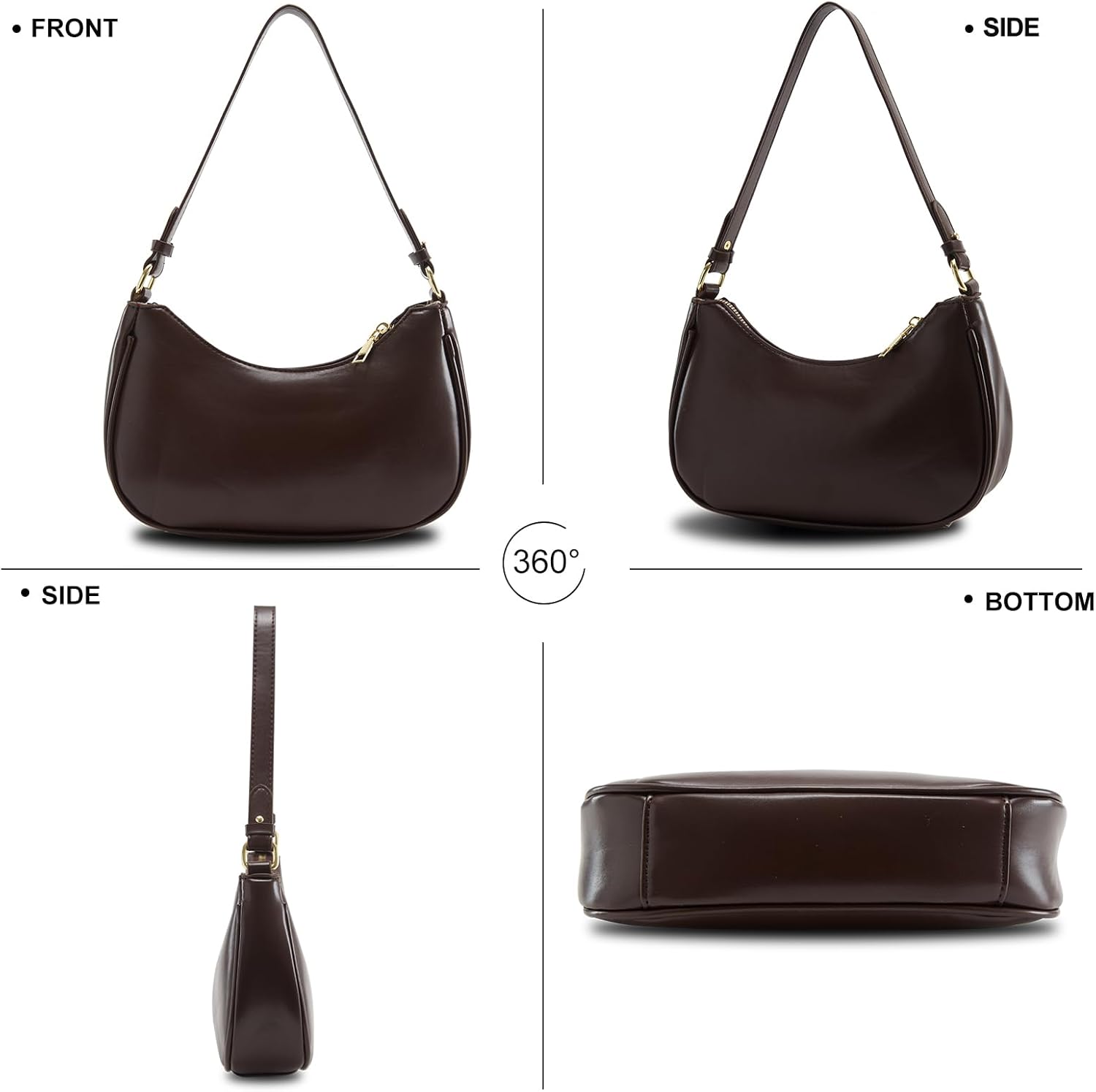 Shoulder Bag for Women Y2K Trendy Hobo Handbags Purse Vegan Leather Clutch Handbag with 2 Adjustable Removable Straps - Image 5