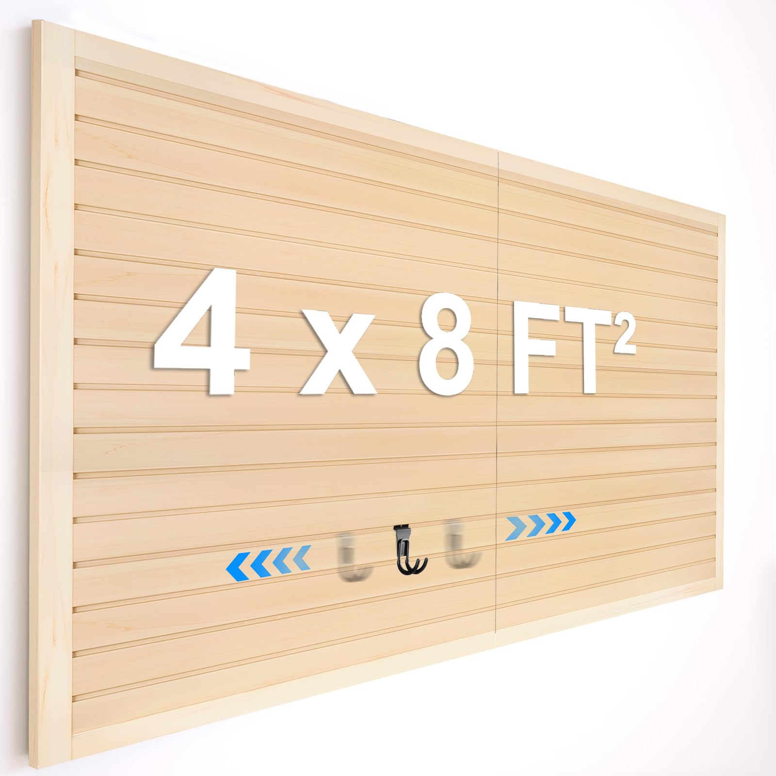 Photo 1 of [8x4 Ft²] PVC Slat Wall Paneling, Adjustable Slatwall Panels with Coupling Structure, Slatted Wall Panel System with Customizable Storage Options, DIY Cutting & Easy-to-Install Slatwall Board Shelves