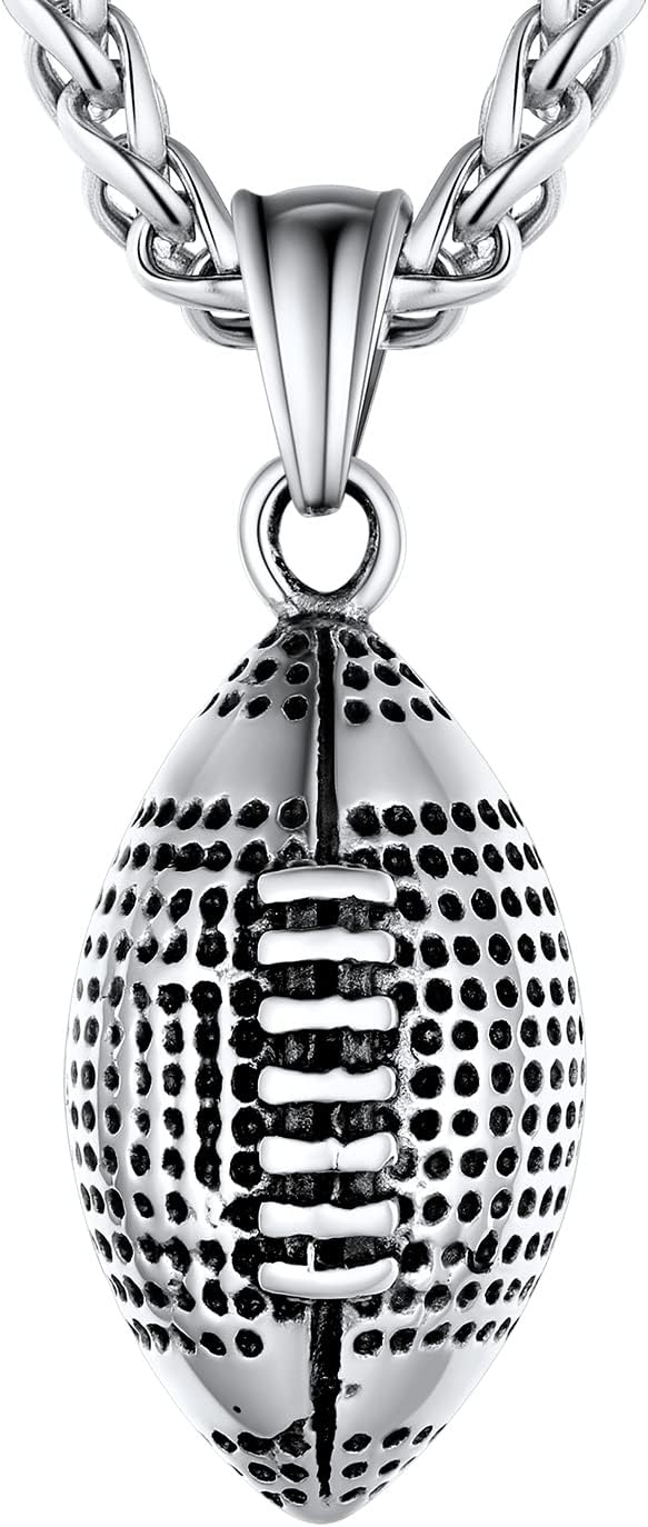 U7 Soccer Necklace for Men Football Baseball Basketball Stainless Steel Chain in Gold Silver Black Color, Shoes Pendant Necklaces for Gym Sport Players Hip Hop Jewelry, 22 Inch