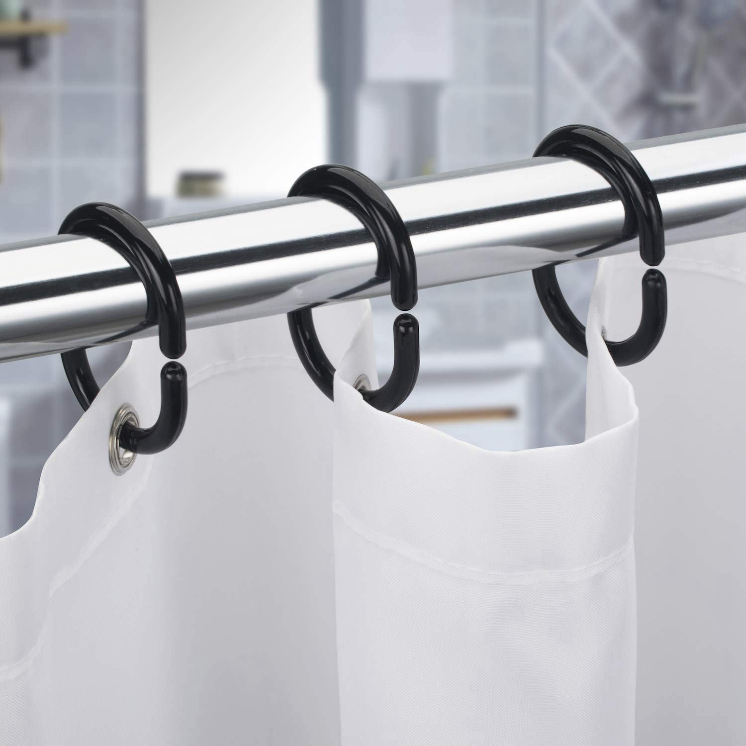 Lot de 24 anneaux en plastique pour rideau de douche