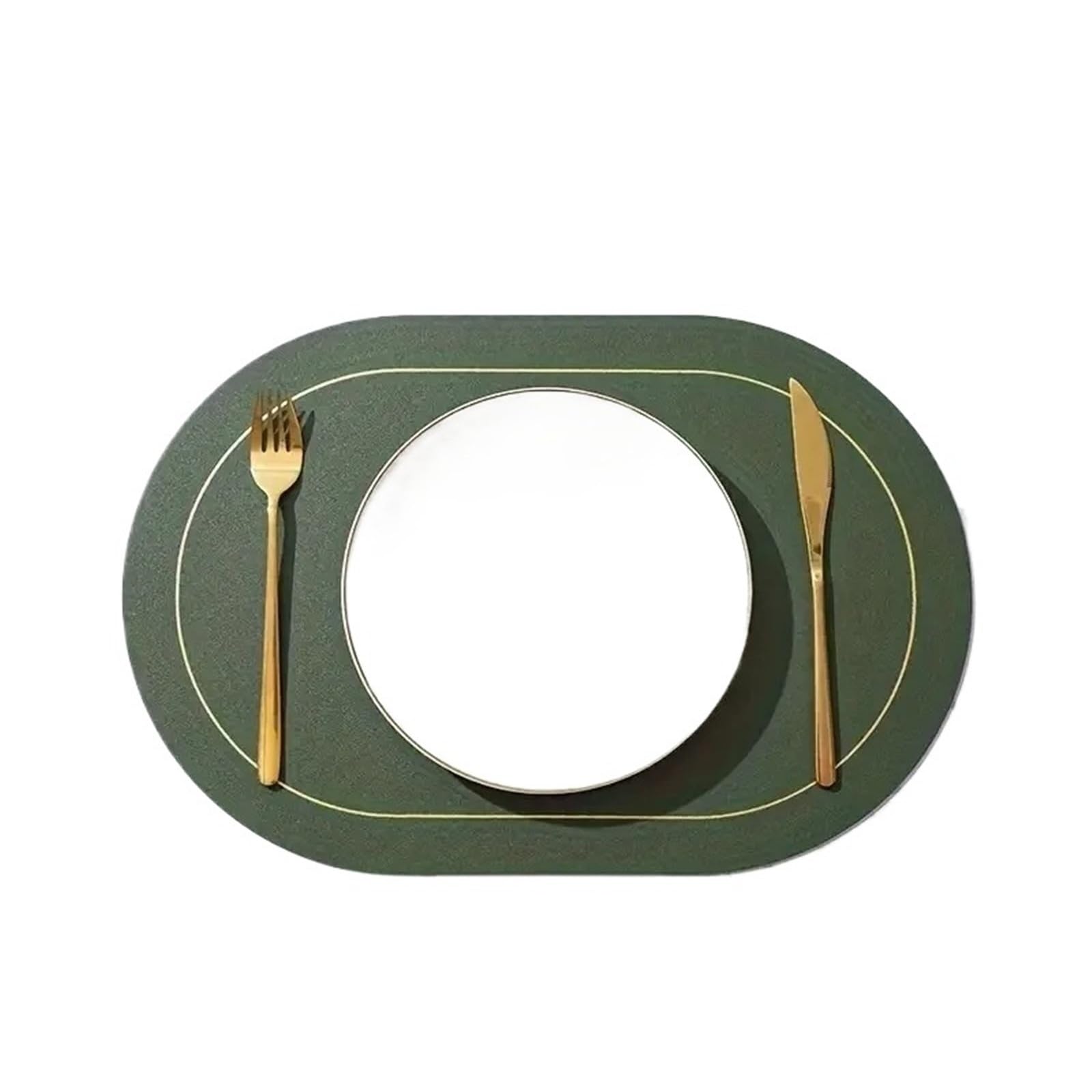 Tovagliette Ecopelle Tovagliette in similpelle lavabili, rotonde, bifacciali, antiscivolo, tovagliette in(Green,4pcs 45x30CM)