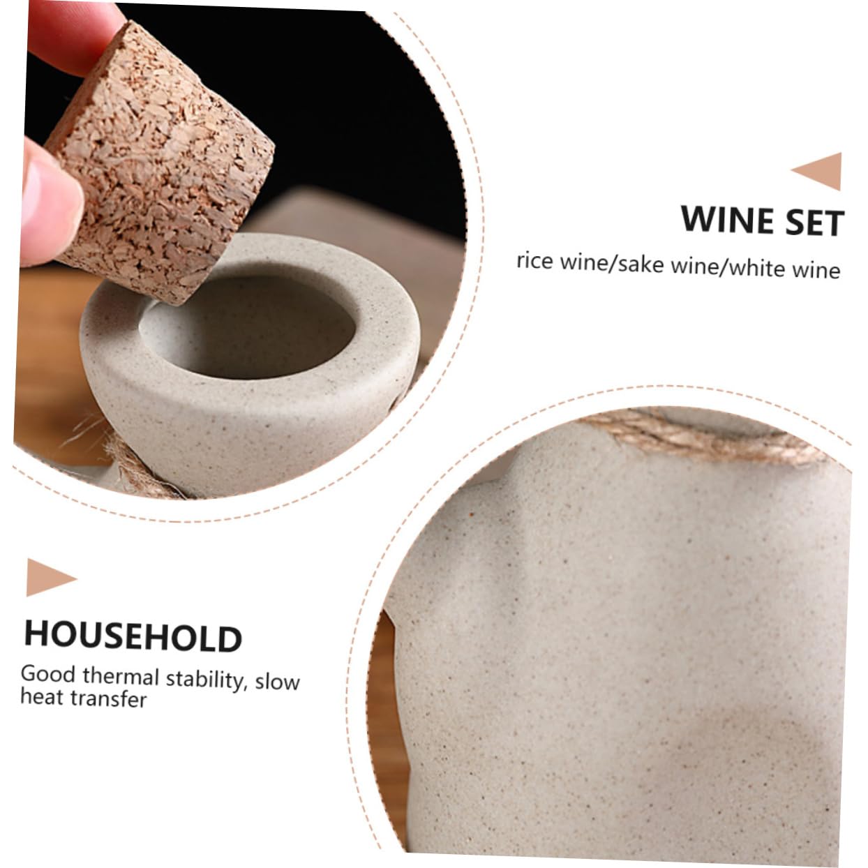 Set da Sakè Giapponese in Ceramica, 1 Bottiglia 300ml e 4 Tazze 50ml