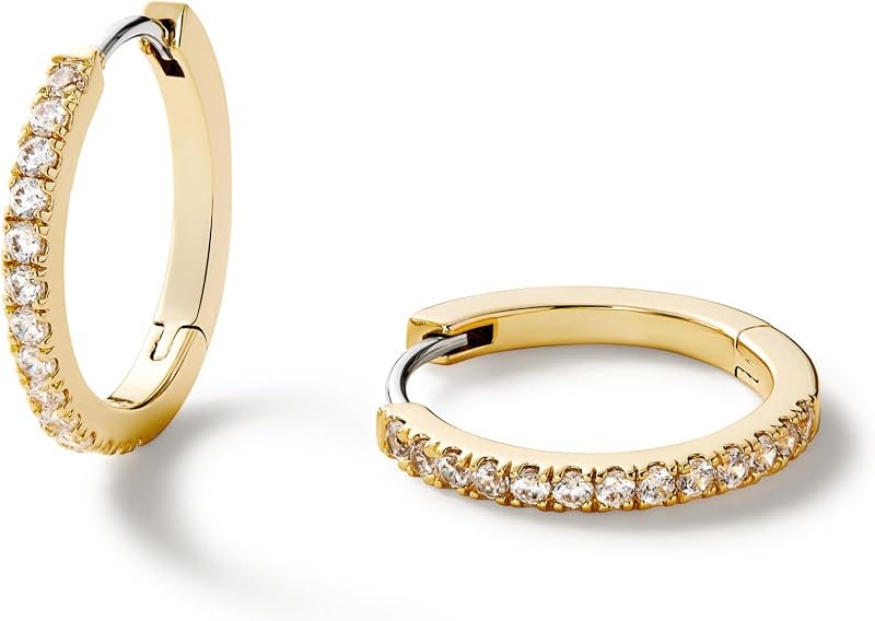 Trendy Huggie Hoop Earrings for Women - 14K Gold Plated or Sterling Silver Hoop Earrings - Small, Dainty, Hypoallergenic, Water-Resistant, Tarnish-Free Hoops - Jewelry Perfect for Stacking