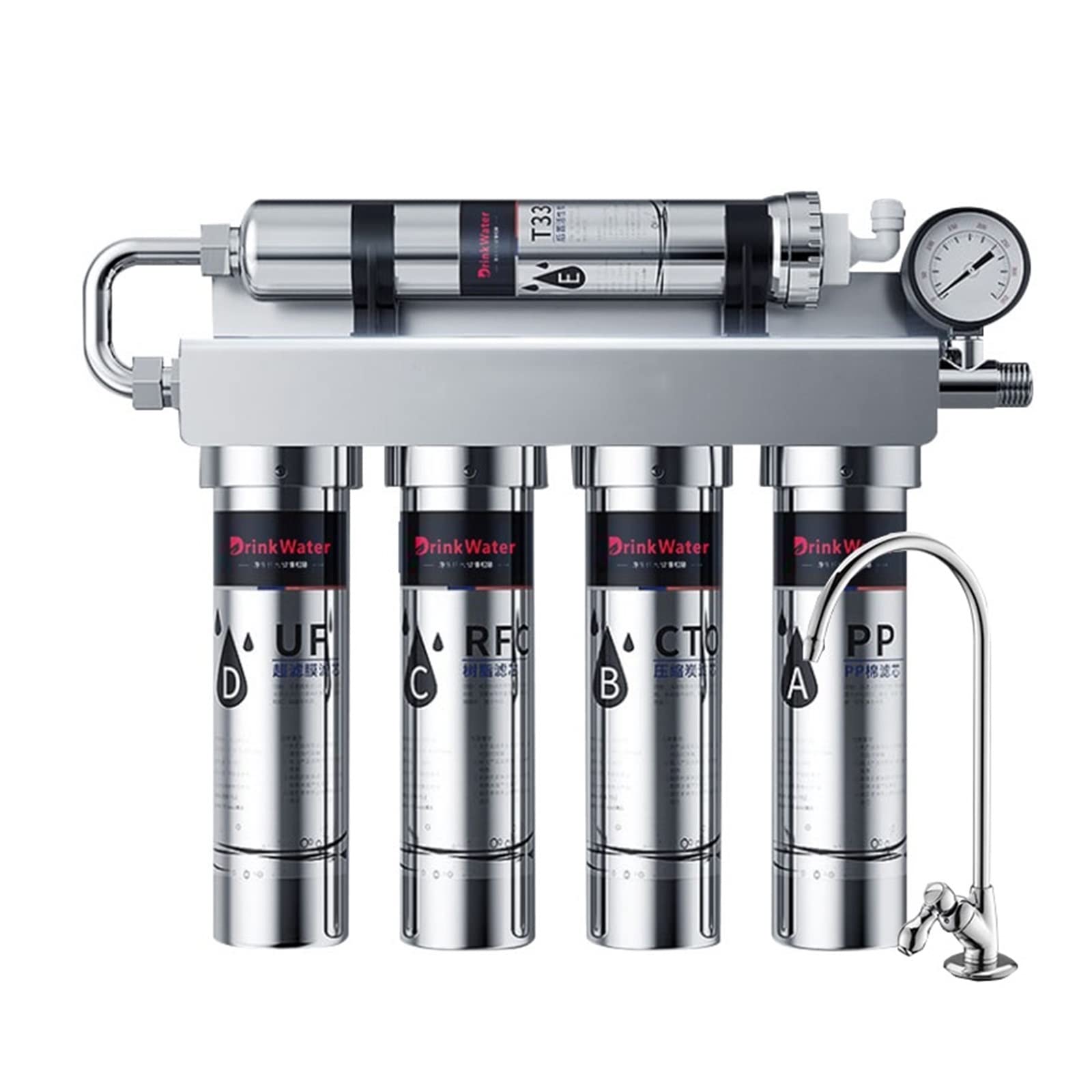 Filtro Acqua, Depuratore d'acqua a grande flusso for ultrafiltrazione sotto il lavello con rubinetto Bevanda diretta in acciaio inossidabile