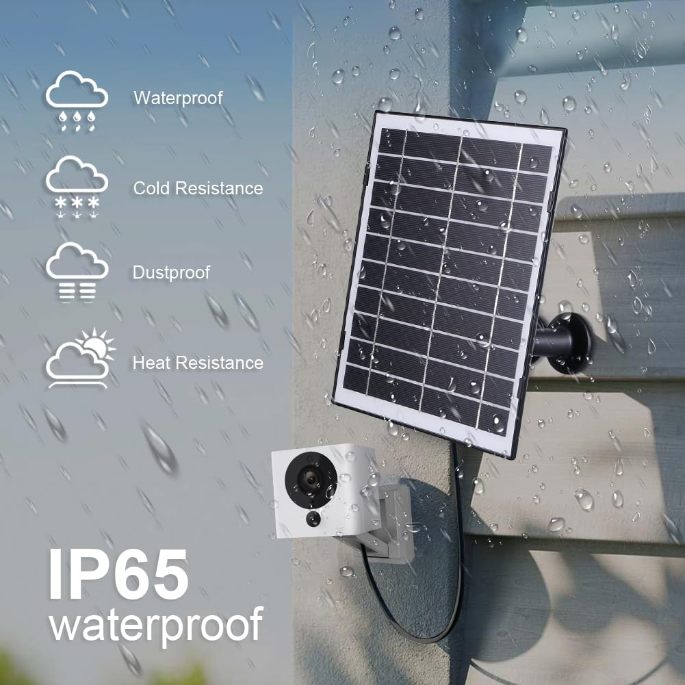 Solar Ladegerät 30W 5V für EufyCam/Wyze Cam Überwachungskamera, USB-C Anschluss, Solarpanel Ladegerät für Garten Beleuchtung, IP65 wasserdicht, mit 360° Verstellbar Halterung (A)