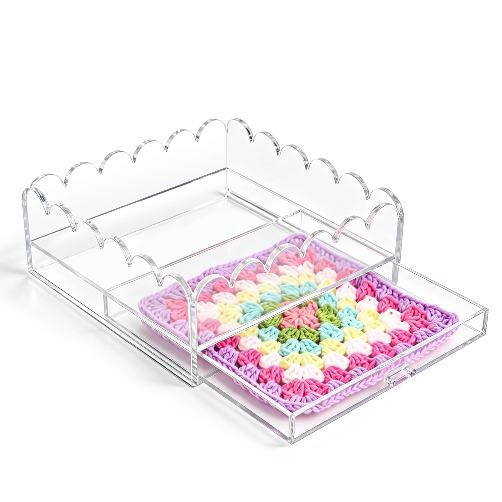 Plateau festonné en acrylique haut de gamme avec tiroir d'art interchangeable