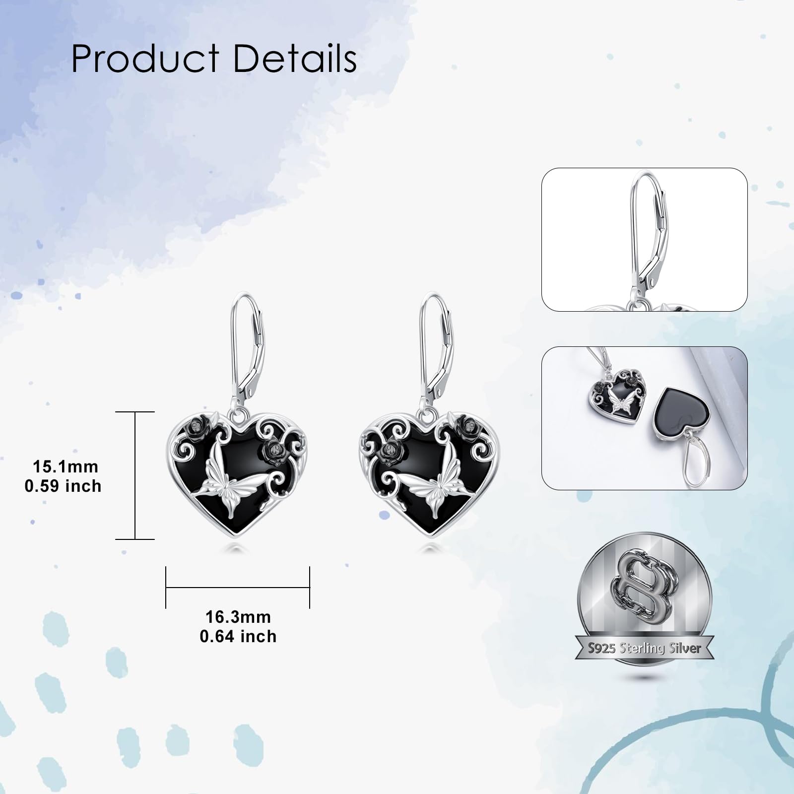 Libelle/Bienen Ohrringe 925 Sterlingsilber Schwarzem Obsidian Schmetterling/Violin/Ballerina Ohrringe Schmuck Geburtstagsgeschenk für Damen