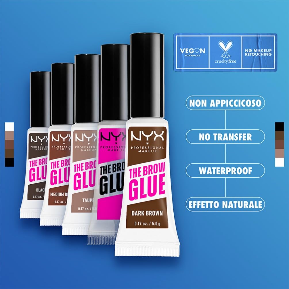 NYX Professional Makeup The Brow Glue, Gel Trasparente per Sopracciglia Effetto Laminazione, Per Ciglia Scolpite dal Finish Naturale, Fino a 16 ore di Tenuta, 5 ml