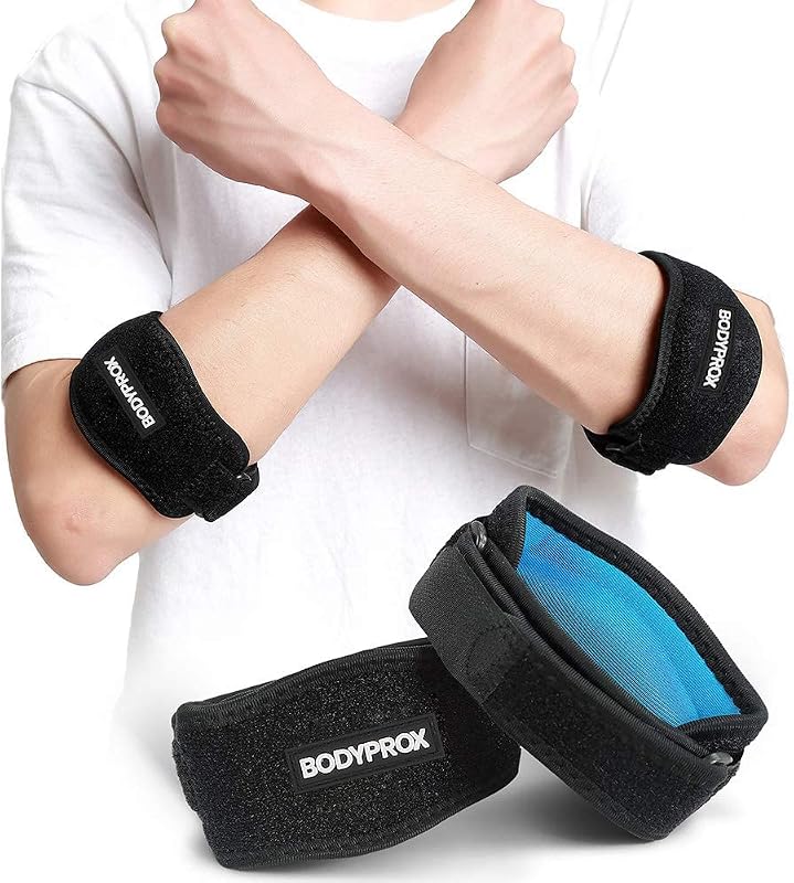 Elbow Brace 2 Pack for Tennis & Golfer's Elbow Pain Relief | Adjustable compression strap helps ease forearm stress from sports, workouts, work, and daily tasks.