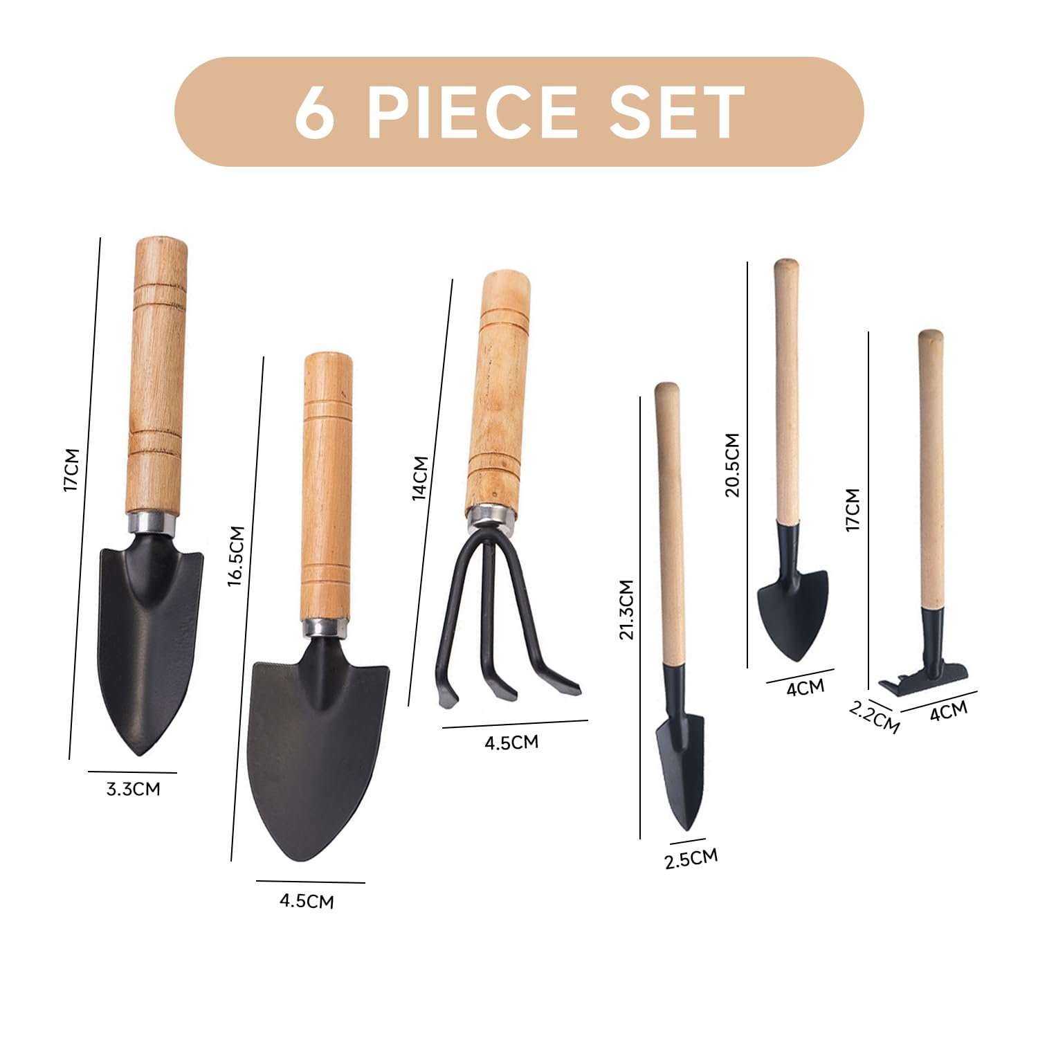 6 Pieces Mini Garden Tools, Garden Tool Set, Mini Shovel, Garden Rake, Flower Pot Shovel, Anti-Rust and Anti-Stain Tools - Image 2