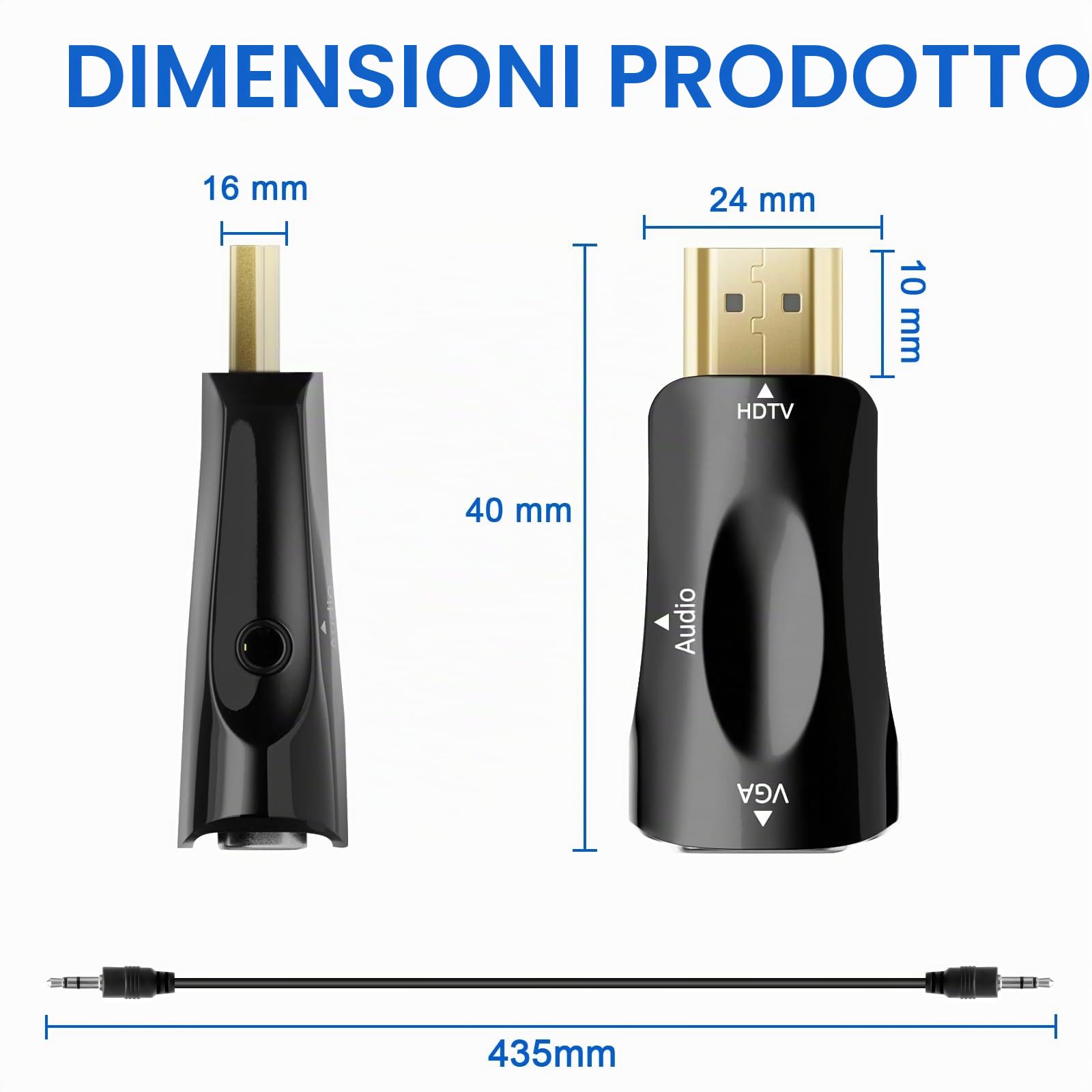 HENGBIRD Adattatore HDMI a VGA 2 Pezzi con Cavo Audio – Convertitore HDMI VGA Full HD 1080P con Jack 3.5mm, Compatibile con PC, Laptop, Monitor, Proiettore, PS4, MacBook, Xbox, TV Box