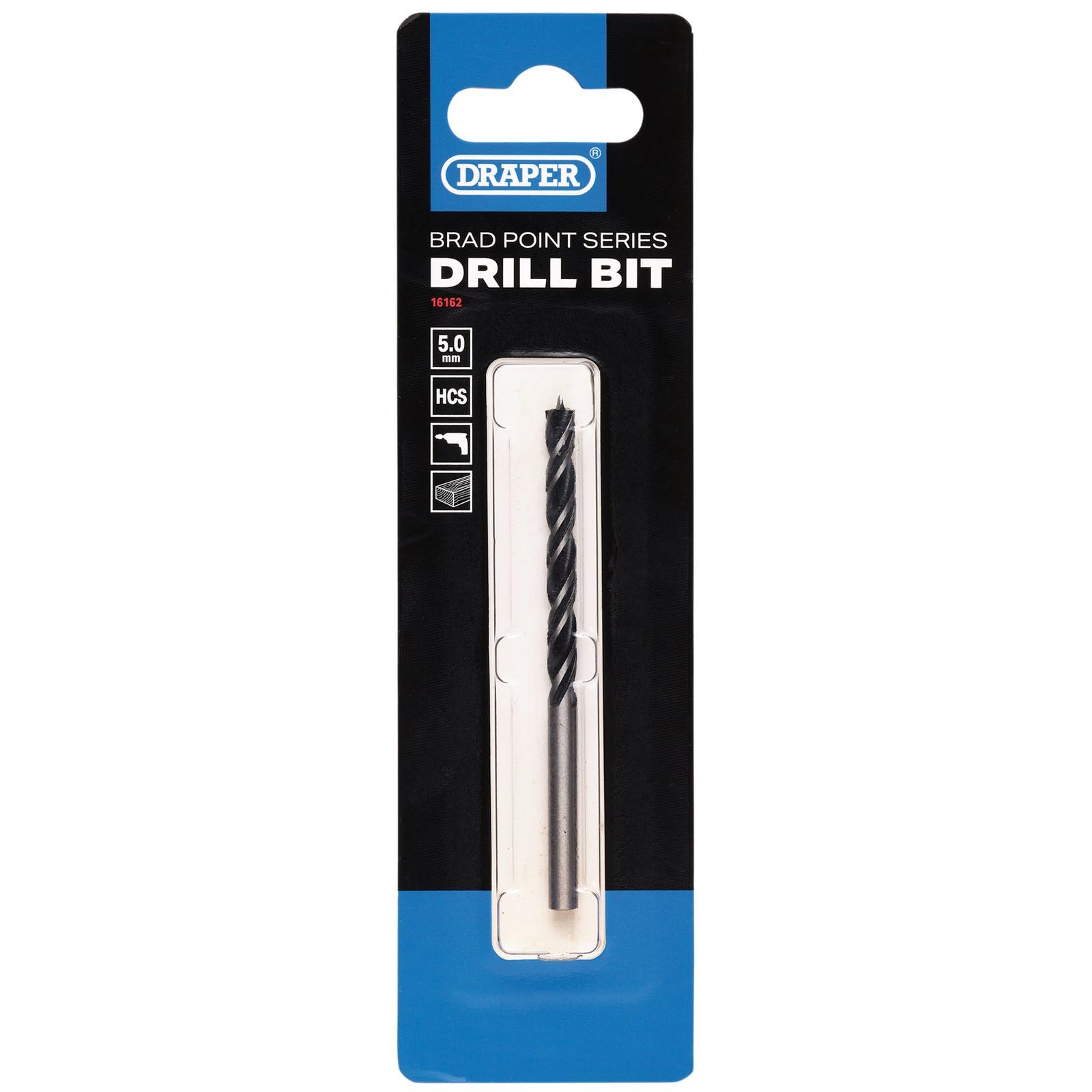 Draper Brad Point Drill Bit, 5.0mm x 86mm - 16162 - for Hardwood Softwood, Plywood, Chipboard and MDF, Silver and Black, 5.0 x 86mm - Image 2