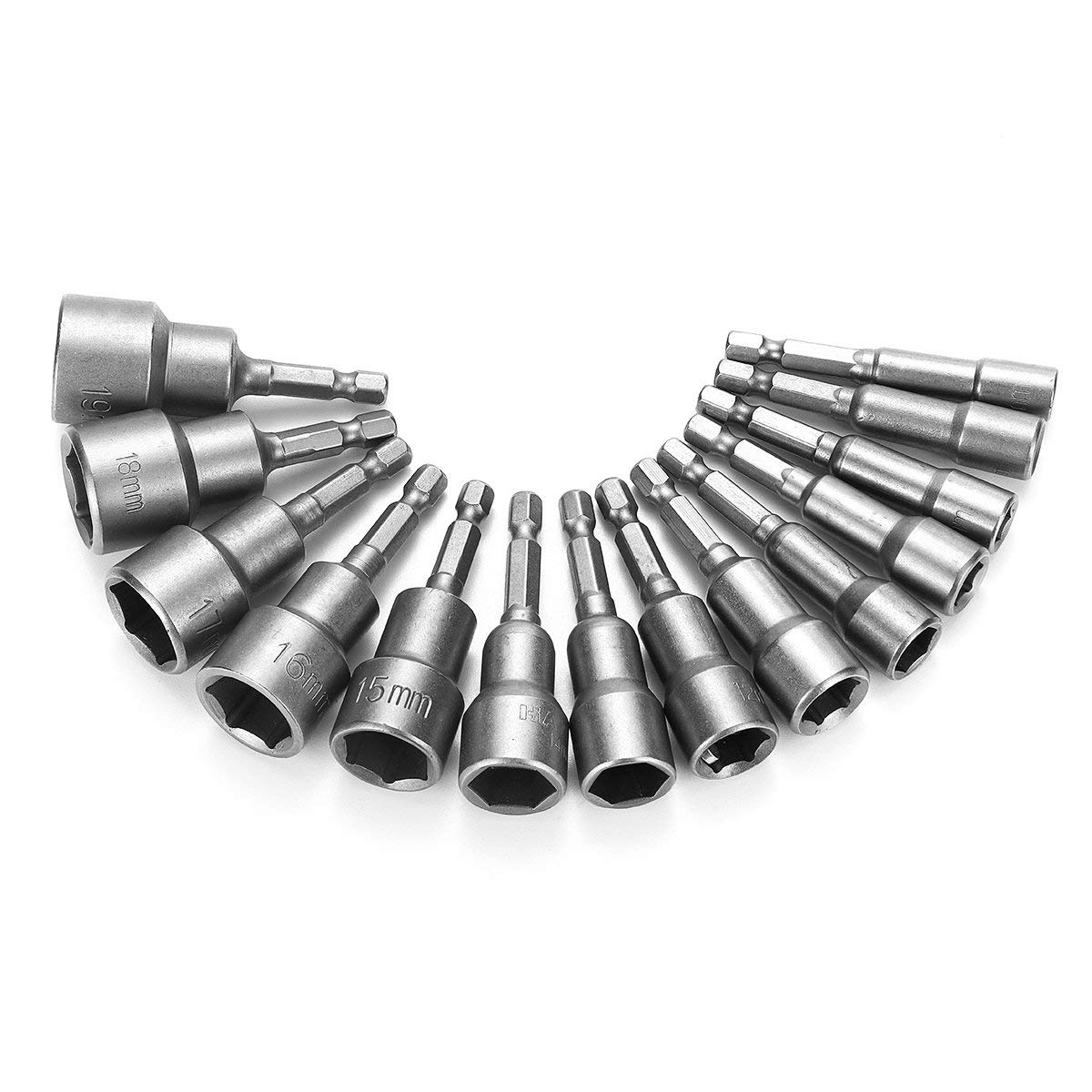 10 Pcs Magnetic Hexagon Socket, 6-19mm Hex Shank Magnetic Nut Setter Driver, Hex Drill Bits,1/4
