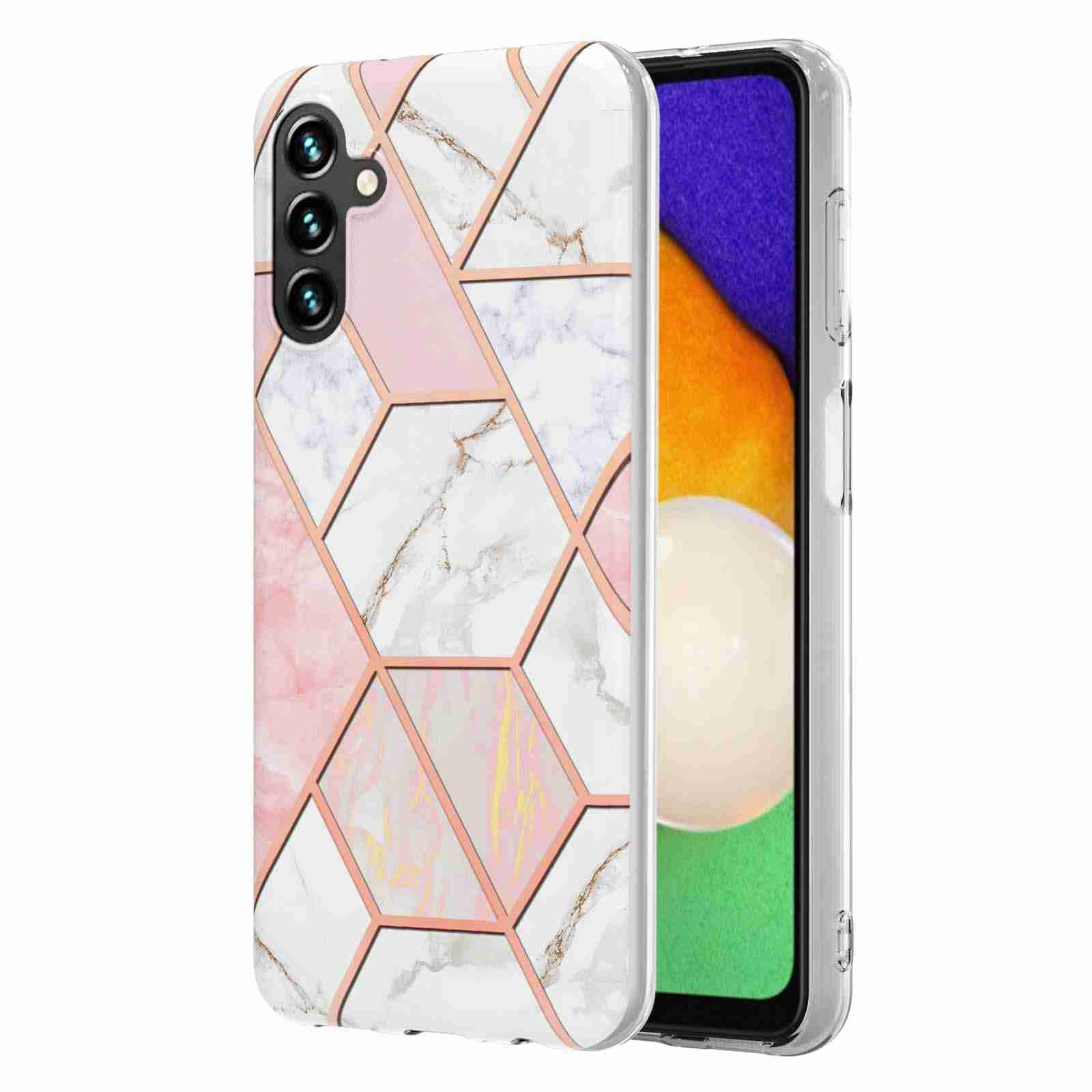 ReevermapSamsung Galaxy A13 5G Case Marble Case for Samsung Galaxy A13 5G Phone Cover Silicone, Protective Metallic Slim Fit Anti Scratch Soft TPU Rubber Bumper Case Rose Gold & White