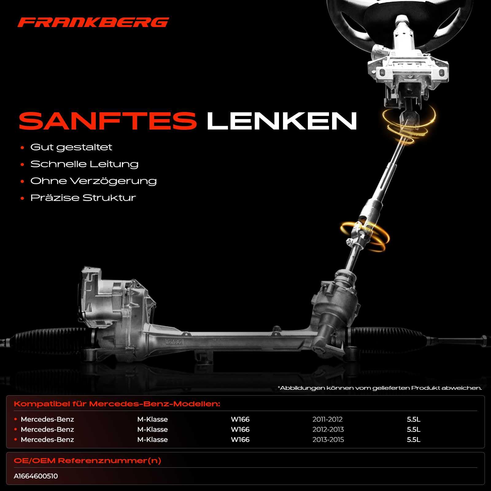 Frankberg Gelenk Lenkwelle Lenksäule Kompatibel mit M-Klasse W166 ML 63 AMG 4matic 5.5L 2011-2015 Replace# A1664600510
