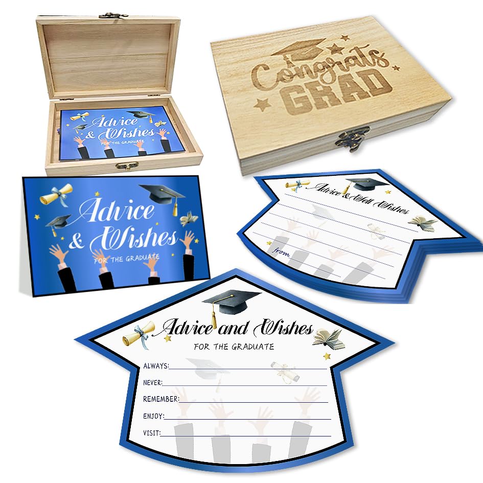 Image of 50Pcs Graduation Advice Cards for the graduate 2026, Grad Advice and Wish Cards Box for Congrats Grad Class of 2026 Graduation Party Decorations Supplies