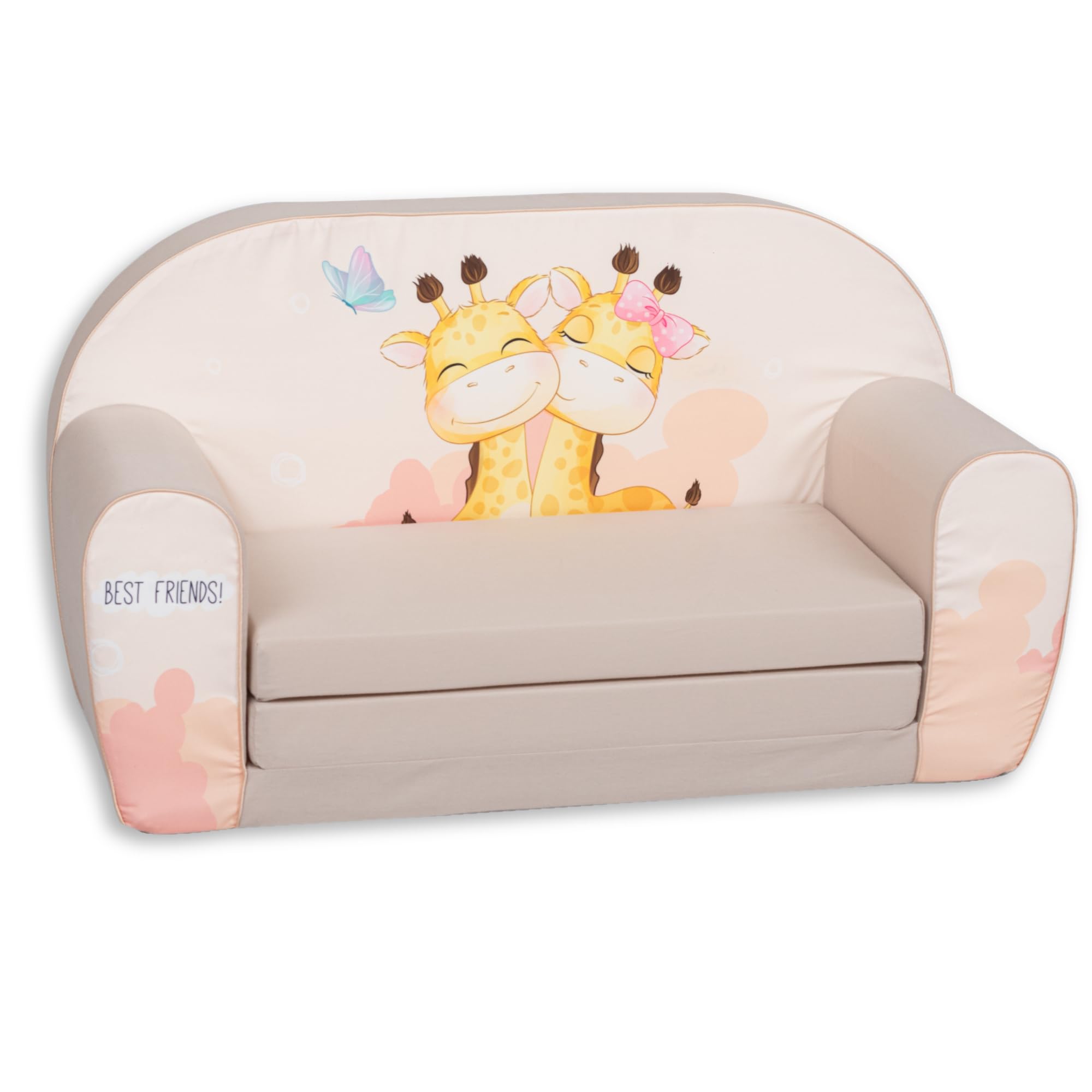 Canapé Enfant Convertible en Mousse – Canapé Lit Pliable 2 Places – Fauteuil Enfant/Chauffeuse pour Chambre, Salon ou Coin Lecture (Meilleurs Amis)