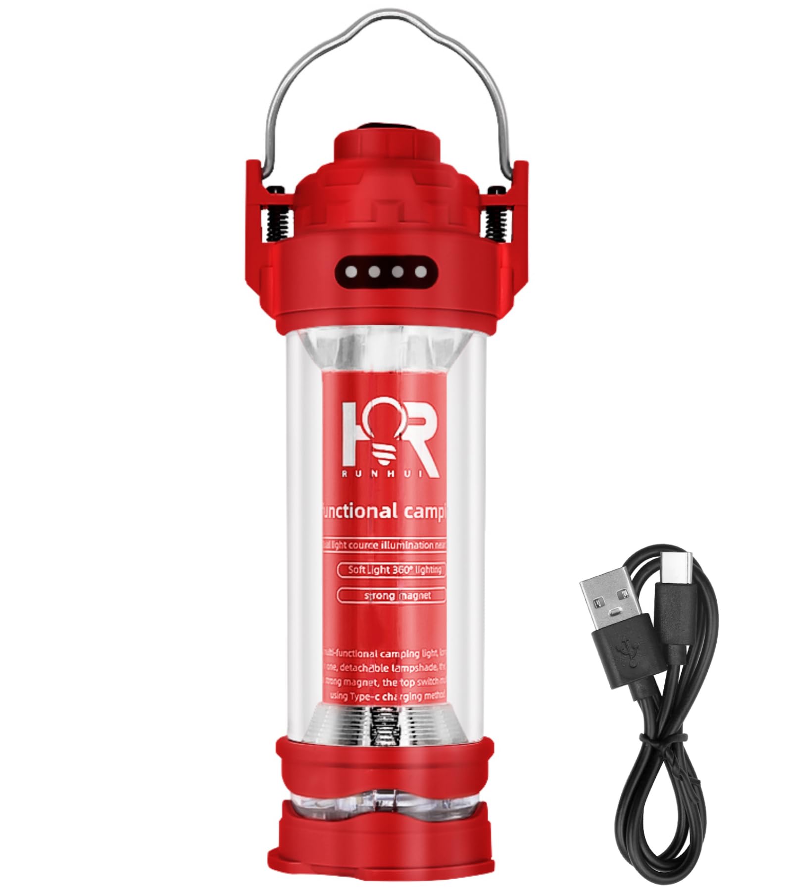 Camping Lantern Rechargeable, Lanterns for Power outages 3000mAh 240LM Red