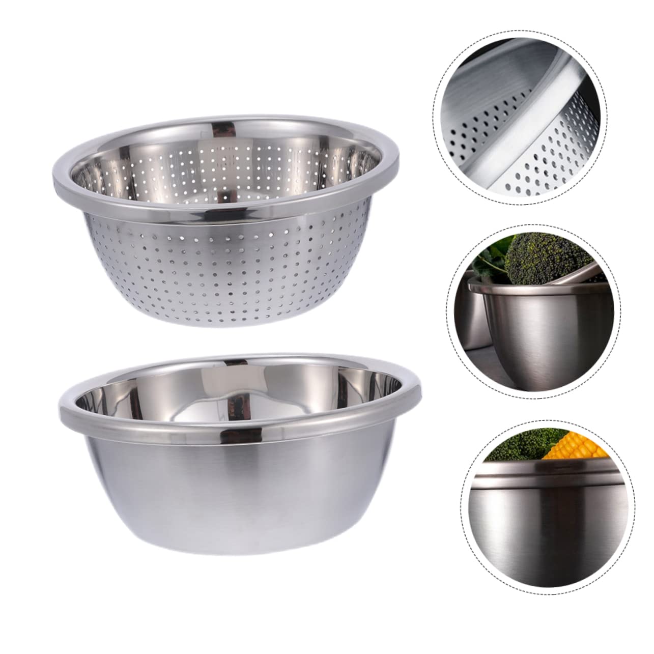 Gatuida Scolapasta Set 1 in Acciaio Inossidabile a Doppio Strato Design a Fori Fini Ciotola Multifunzione per Frutta e Verdura per Cucina Indoor e Outdoor