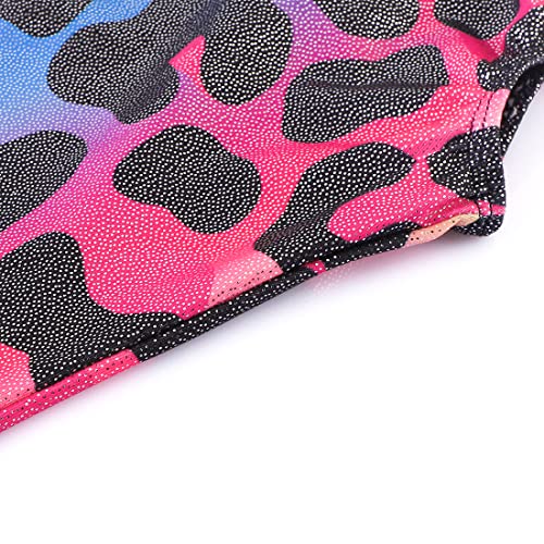 Image of EQSJIU Gymnastics Leotards for Girls Kids Rainbow Mosaic Mermaid Butterfly Stars Leopard Galaxy Tie Dye Cosmos Leopard